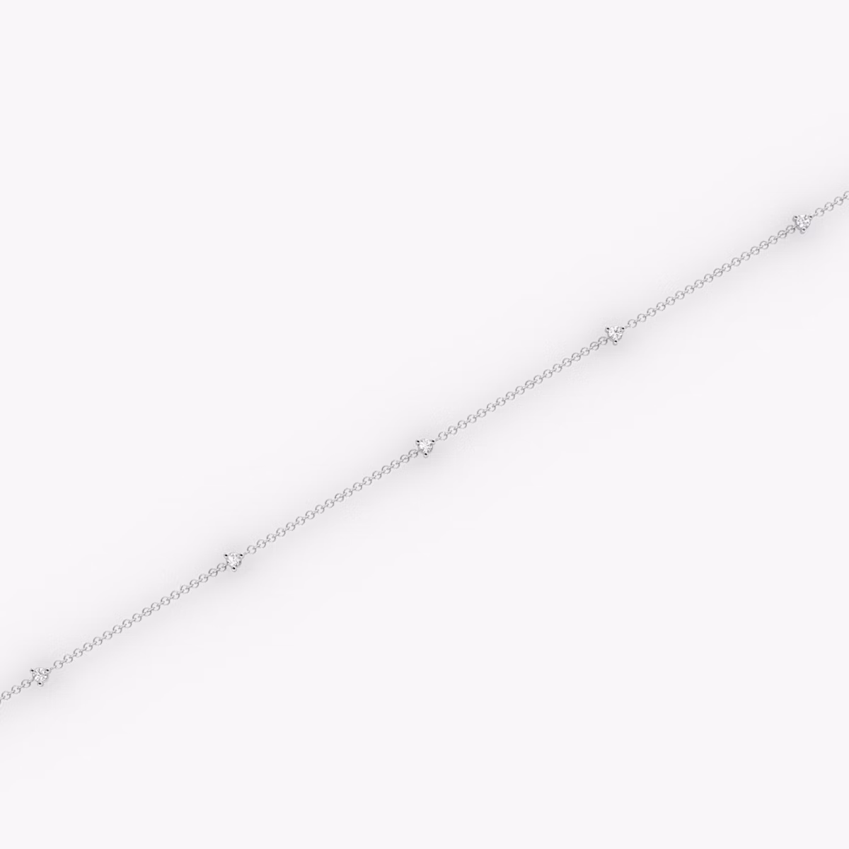 Tiny Station Bracelet | Round Brilliant | 14k | White Gold | chainLength: 7