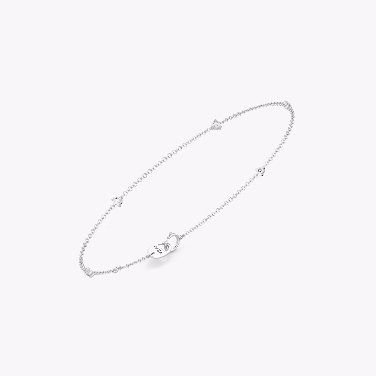 Tiny Station Bracelet | Round Brilliant | 14k | White Gold | chainLength: 7
