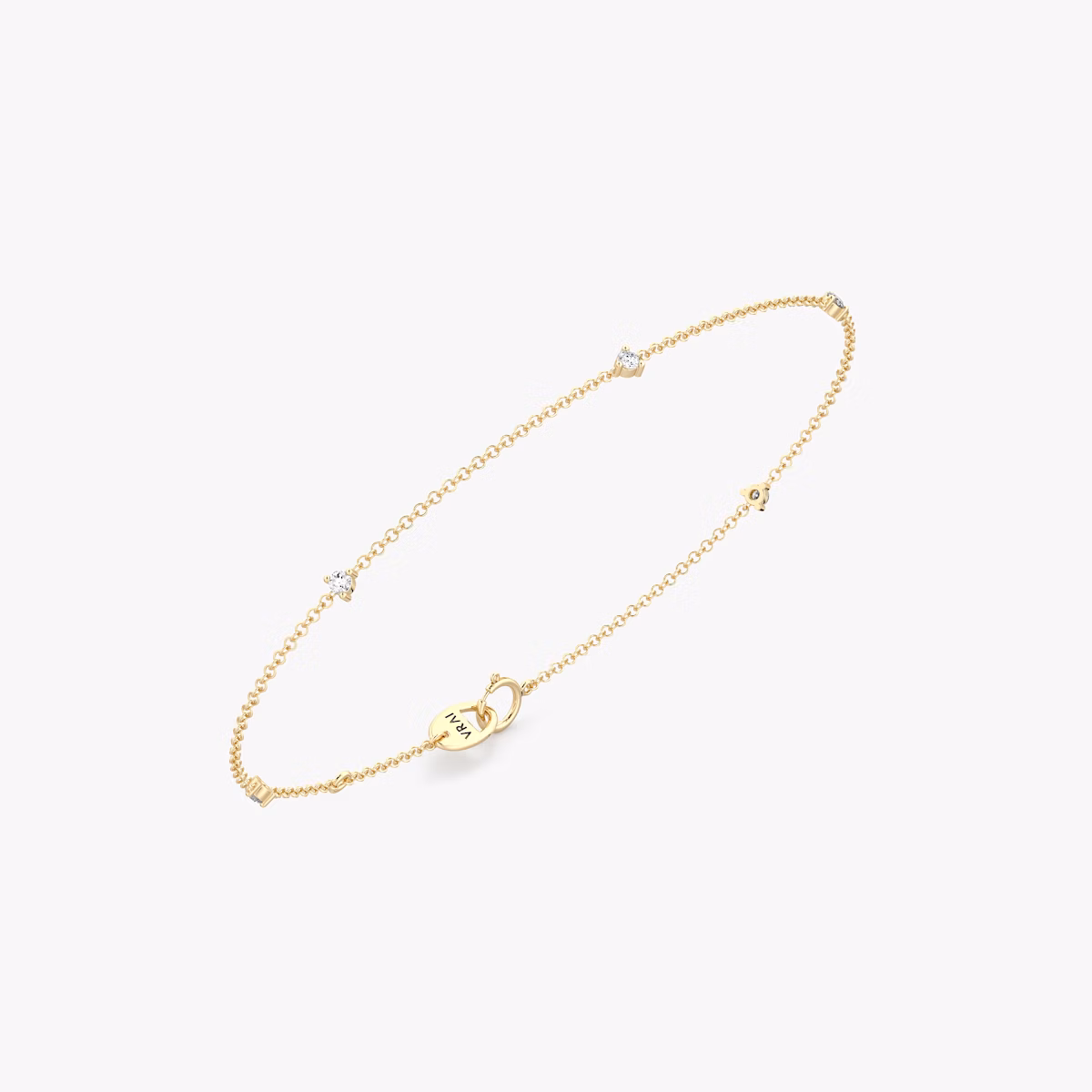 Tiny Station Bracelet | Round Brilliant | 14k | Yellow Gold | chainLength: 7