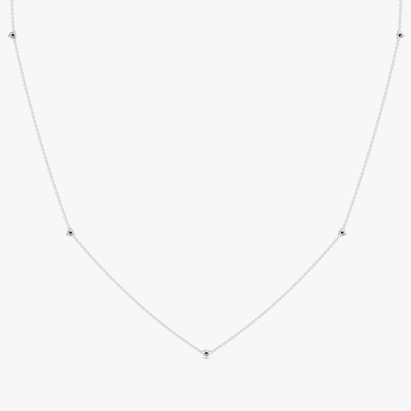 Tiny Station Necklace | Round Brilliant | 14k | White Gold | chainLength: 16-18