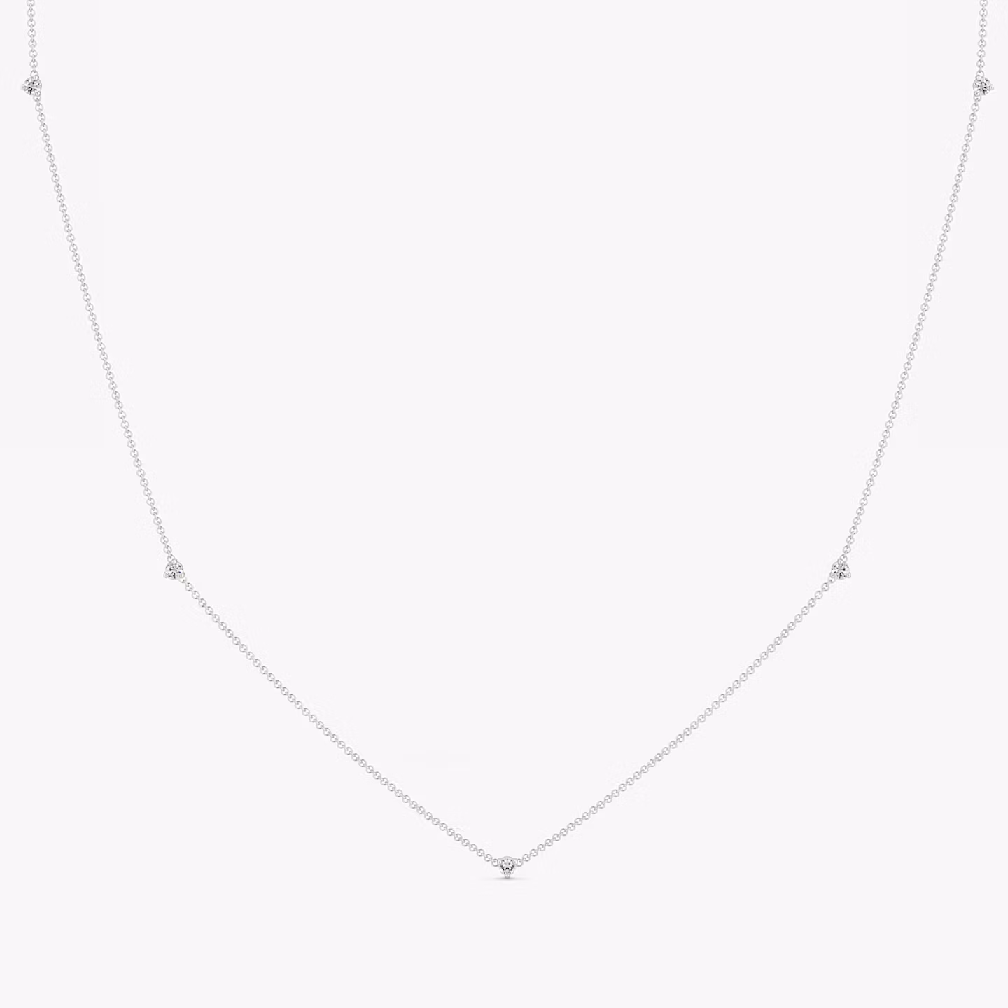 Tiny Station Necklace Round Brilliant | White Gold