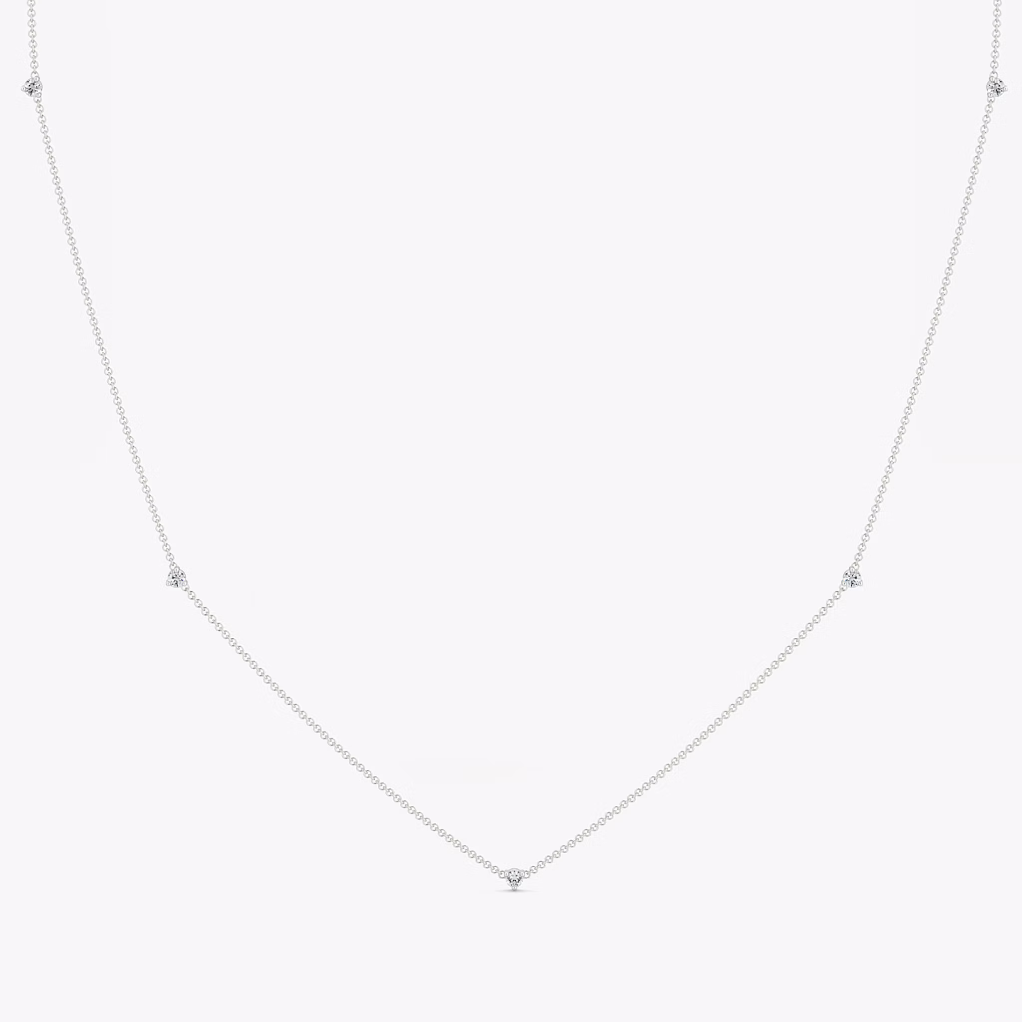 Tiny Station Necklace Round Brilliant | White Gold