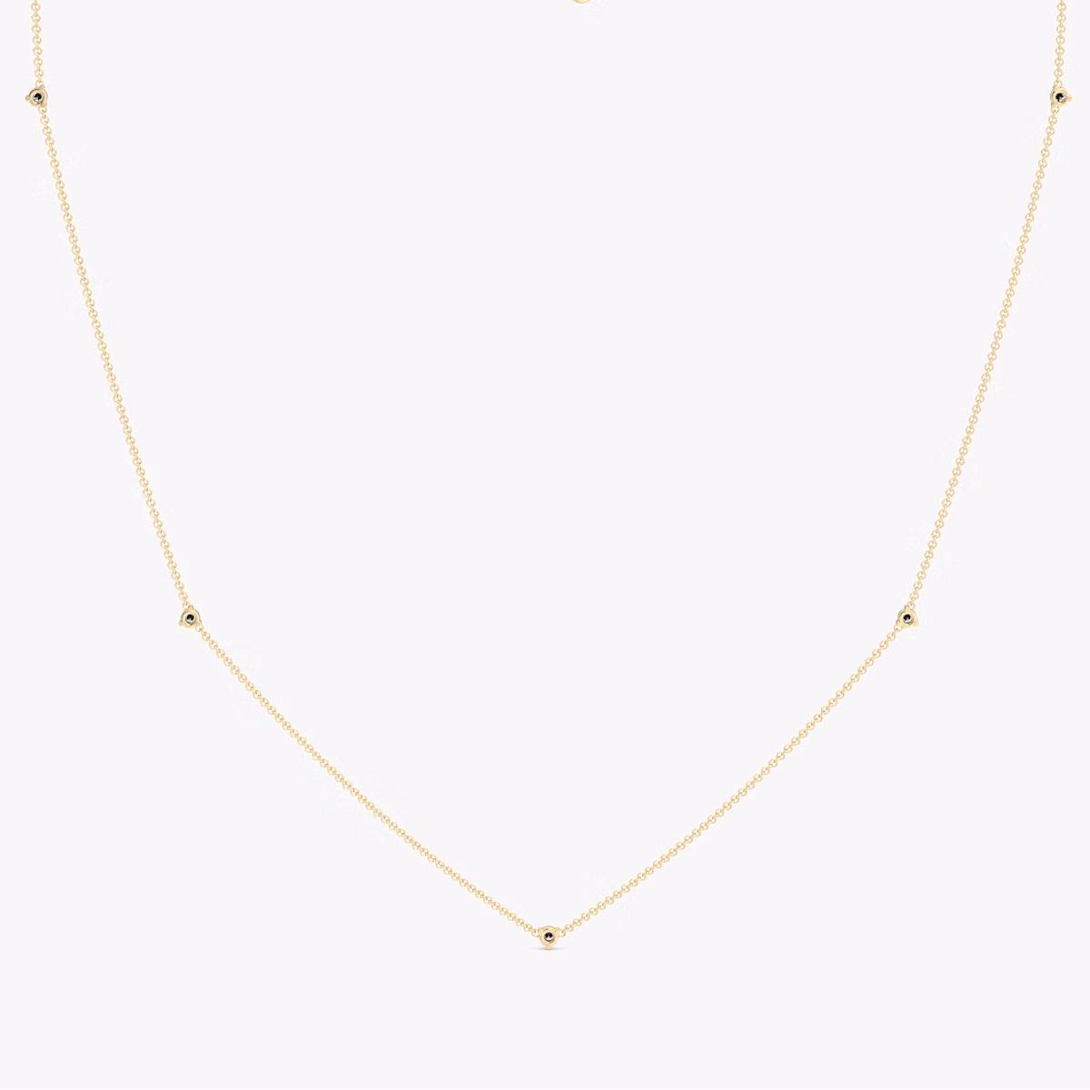 Tiny Station Necklace | Round Brilliant | 14k | Yellow Gold | chainLength: 16-18
