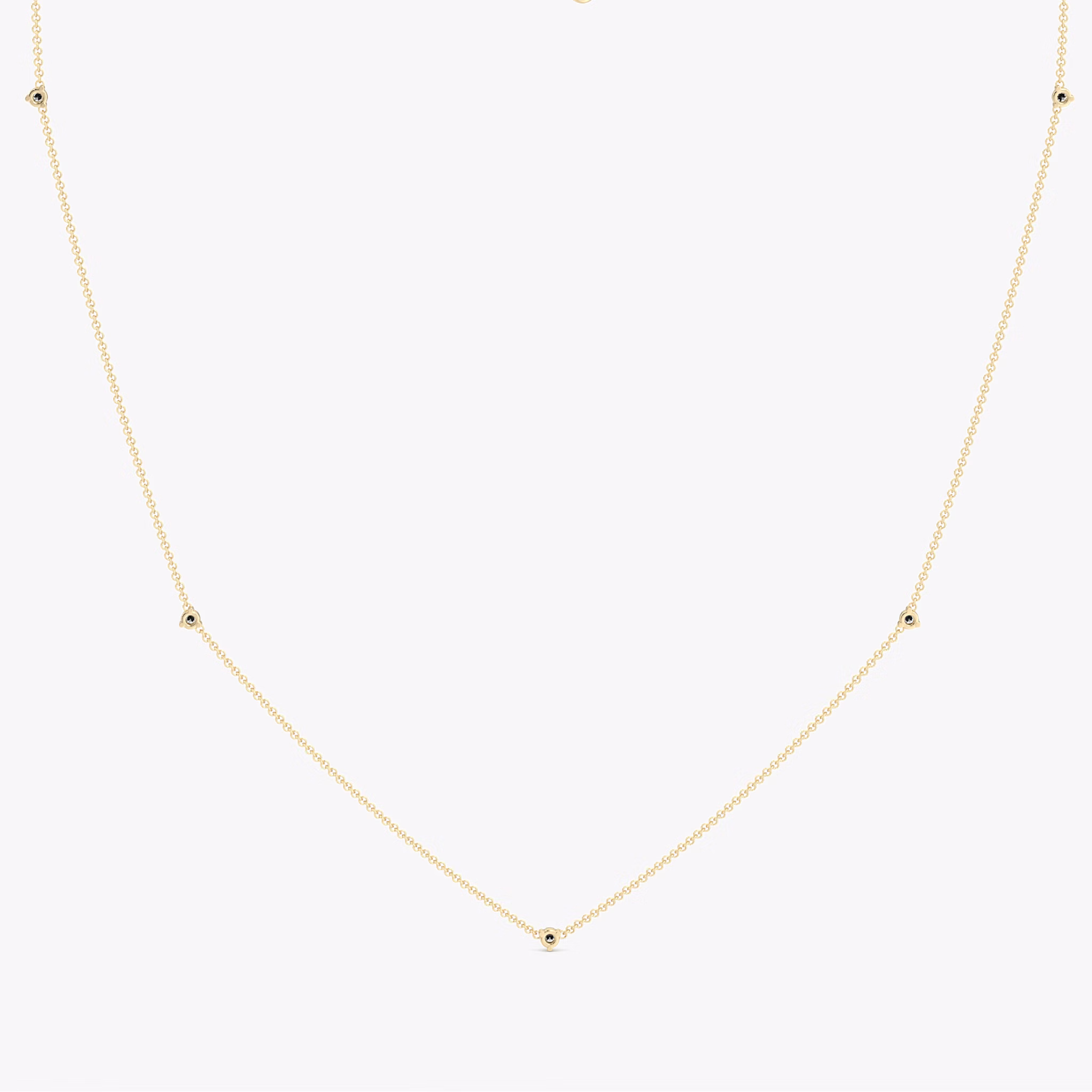 Tiny Station Necklace | Round Brilliant | 14k | Yellow Gold | chainLength: 16-18