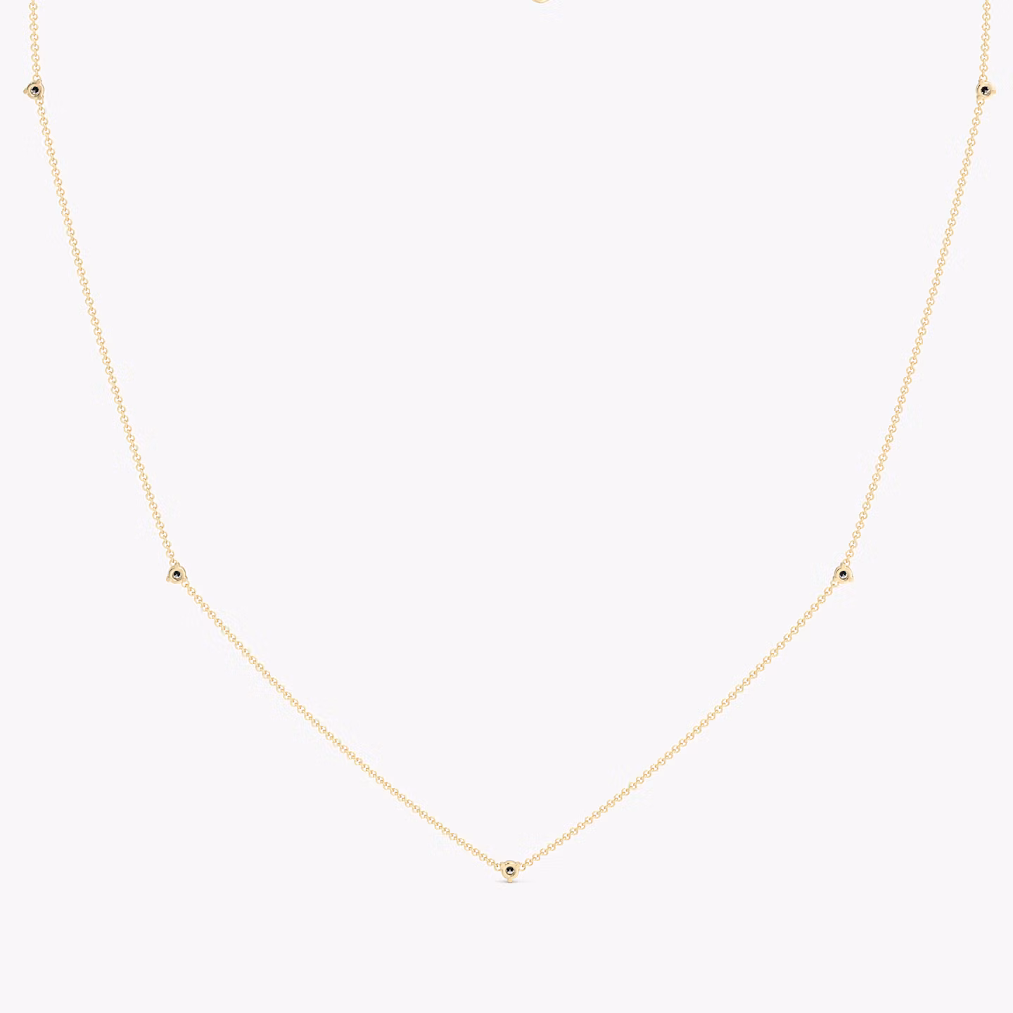Tiny Station Necklace | Round Brilliant | 14k | Yellow Gold | chainLength: 16-18