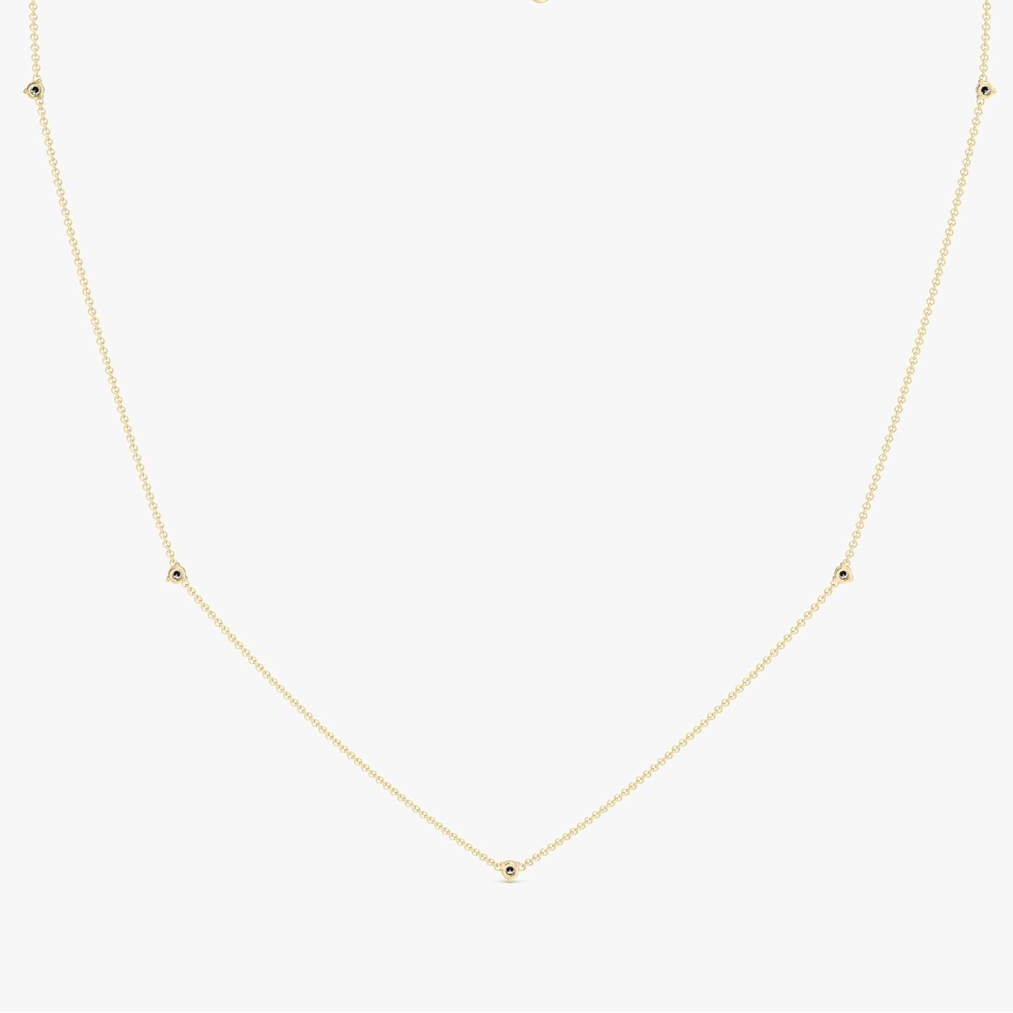 Tiny Station Necklace | Round Brilliant | 14k | Yellow Gold | chainLength: 16-18