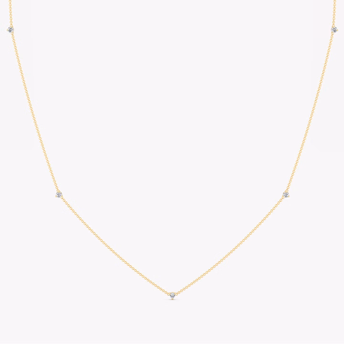 Tiny Station Necklace Round Brilliant | Yellow Gold