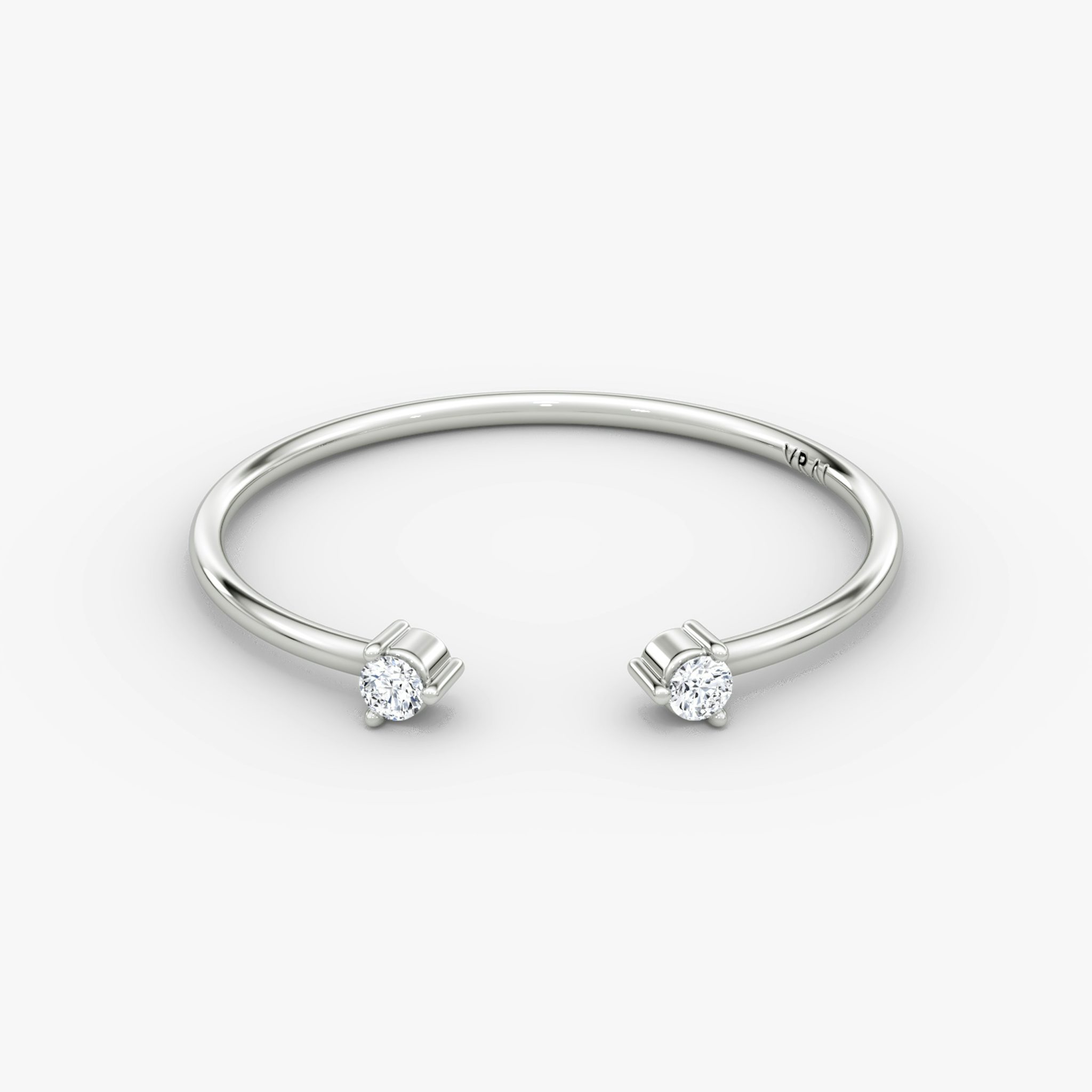 Tiny Cuff Ring | Round Brilliant | 14k | White Gold