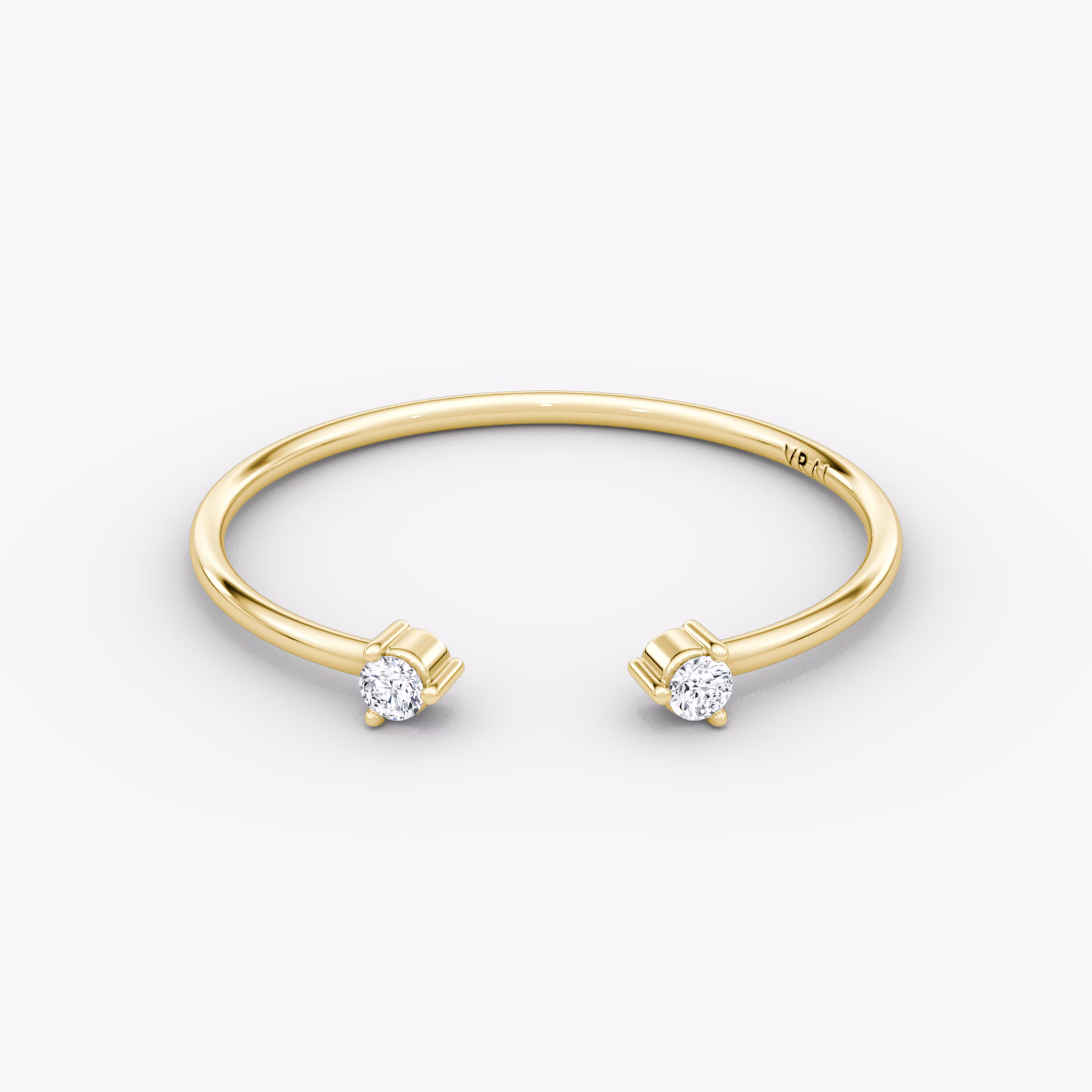 Tiny Cuff Ring | Round Brilliant | 14k | Yellow Gold