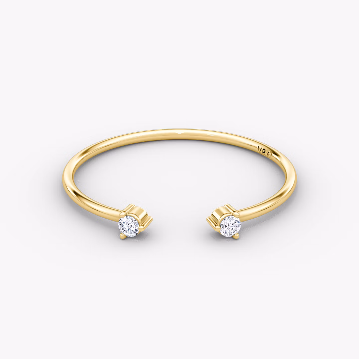 Tiny Cuff Ring Round Brilliant | Yellow Gold