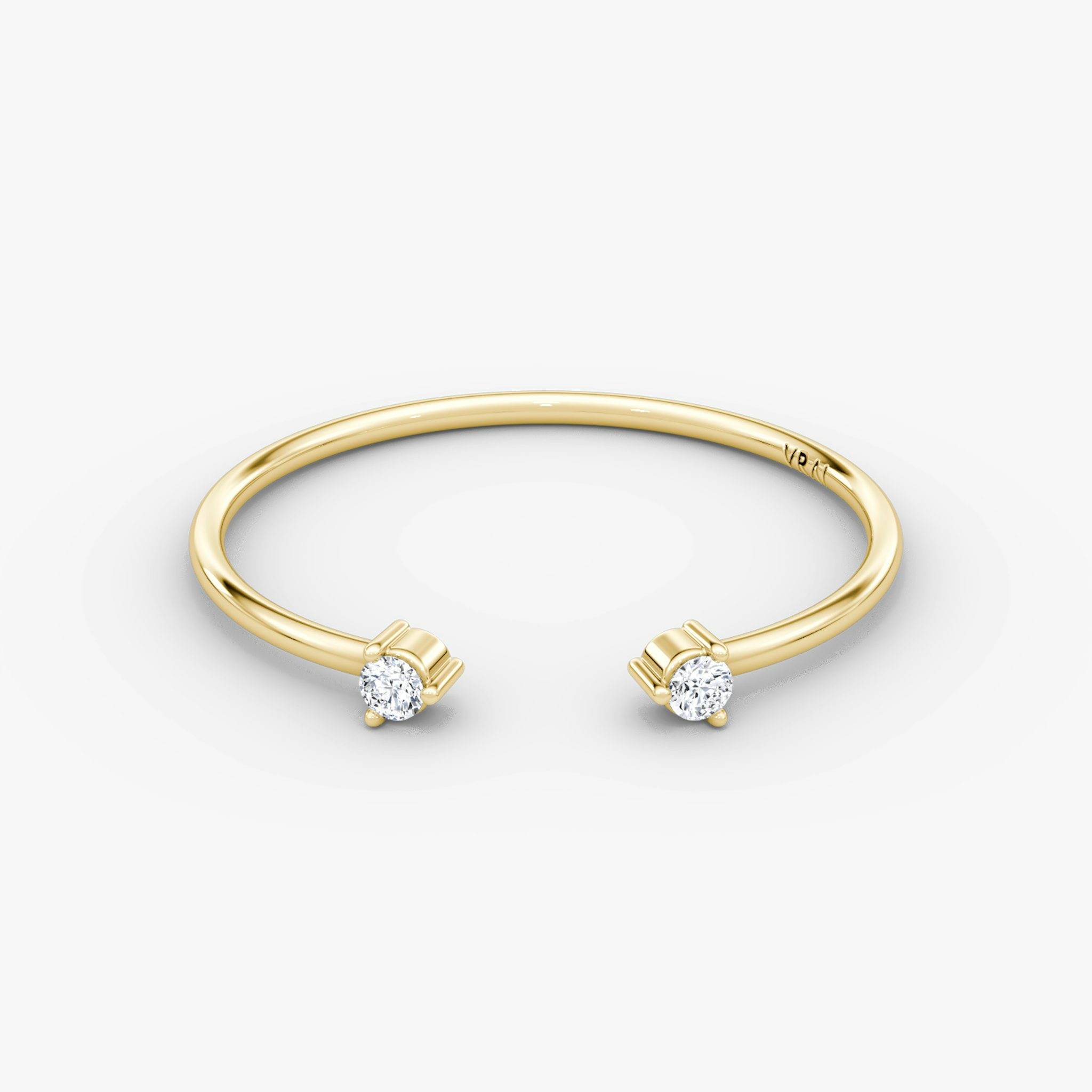 Tiny Cuff Ring | Round Brilliant | 14k | Yellow Gold