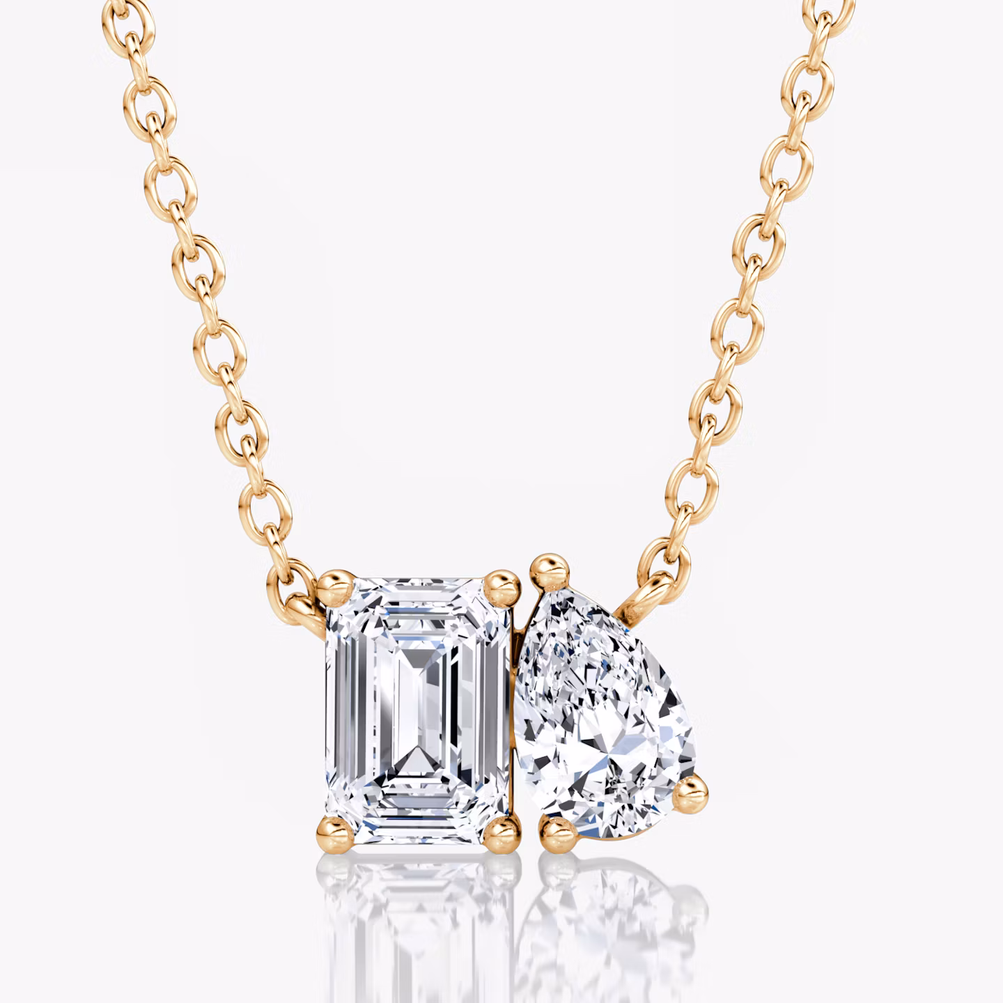 Toi et Moi Necklace Emerald and Pear | Rose Gold