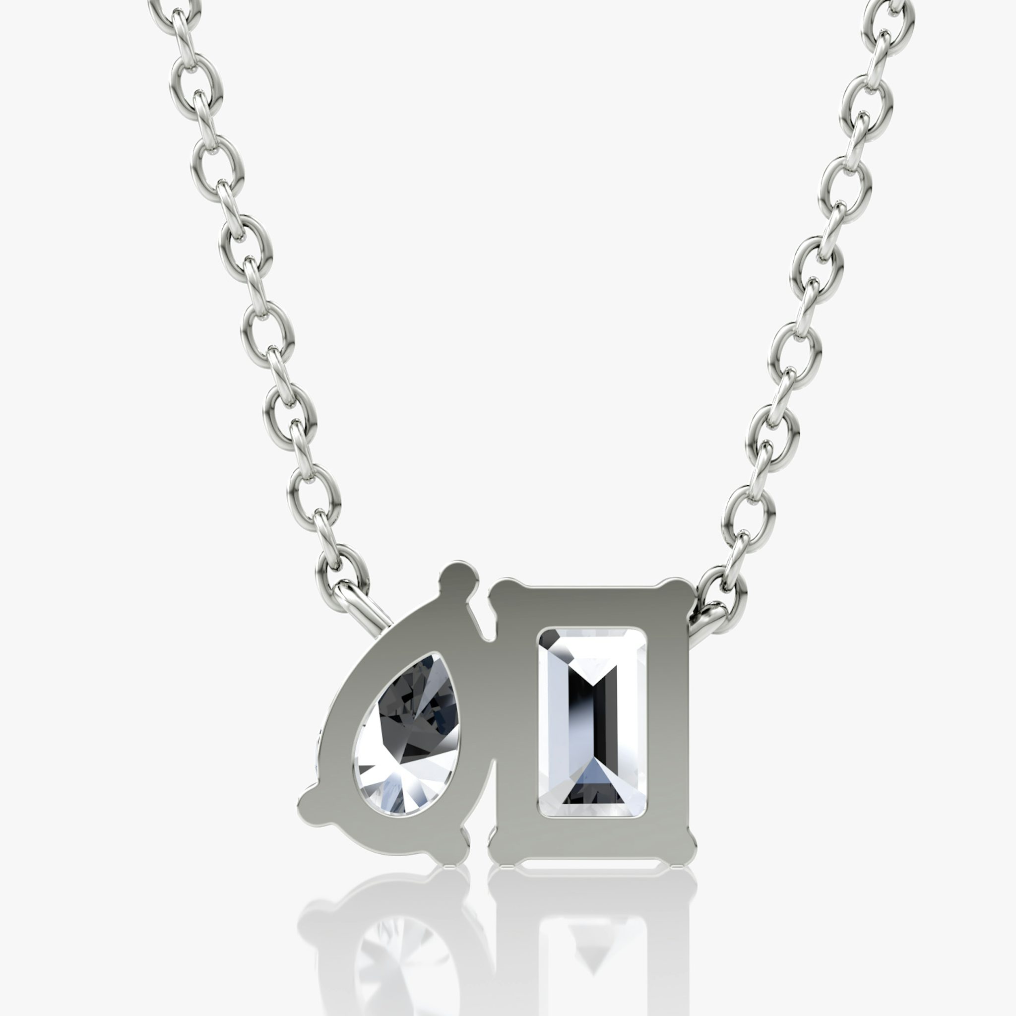 Toi et Moi Necklace | Emerald and Pear | 14k | White Gold | chainLength: 16-18