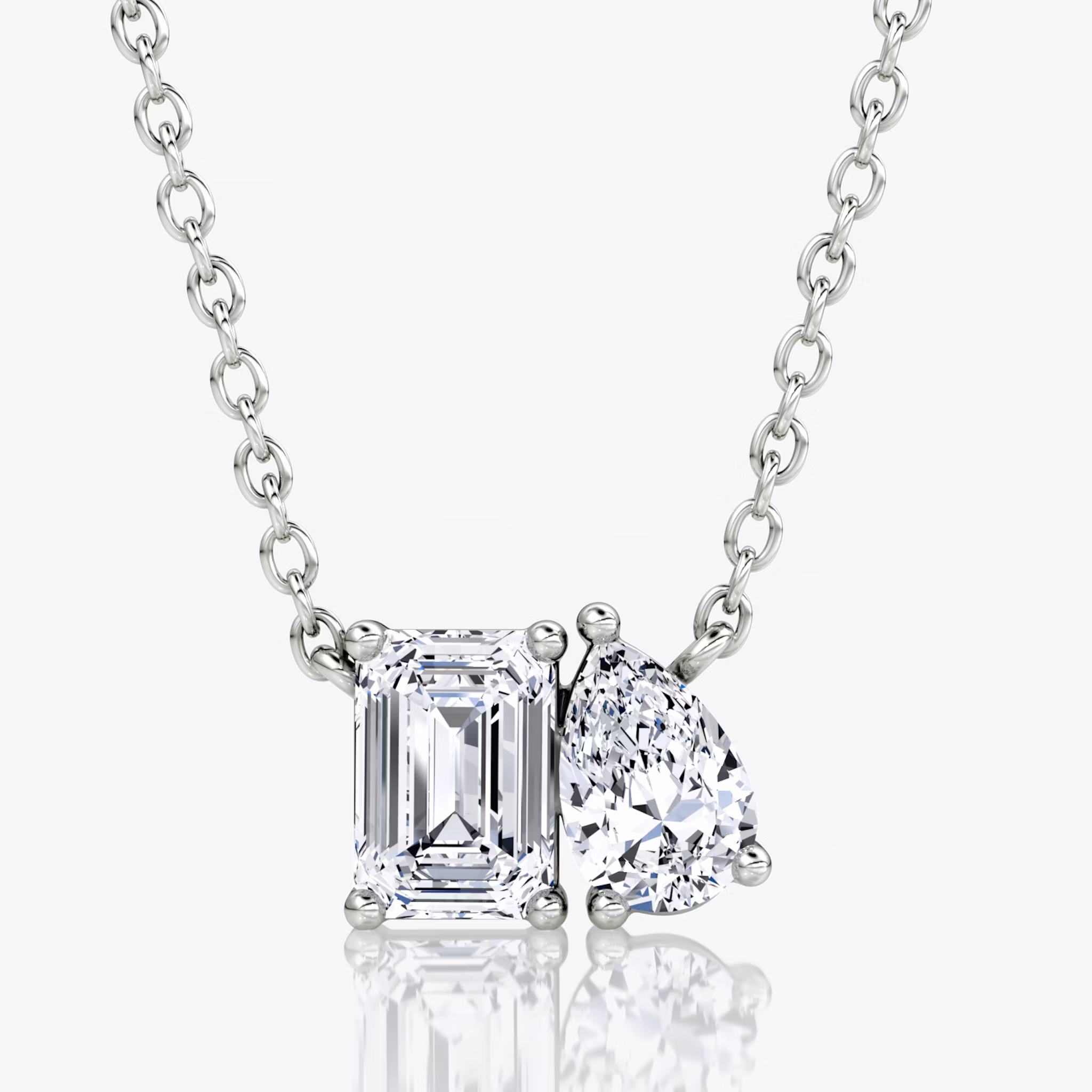 Toi et Moi Necklace Emerald and Pear | White Gold