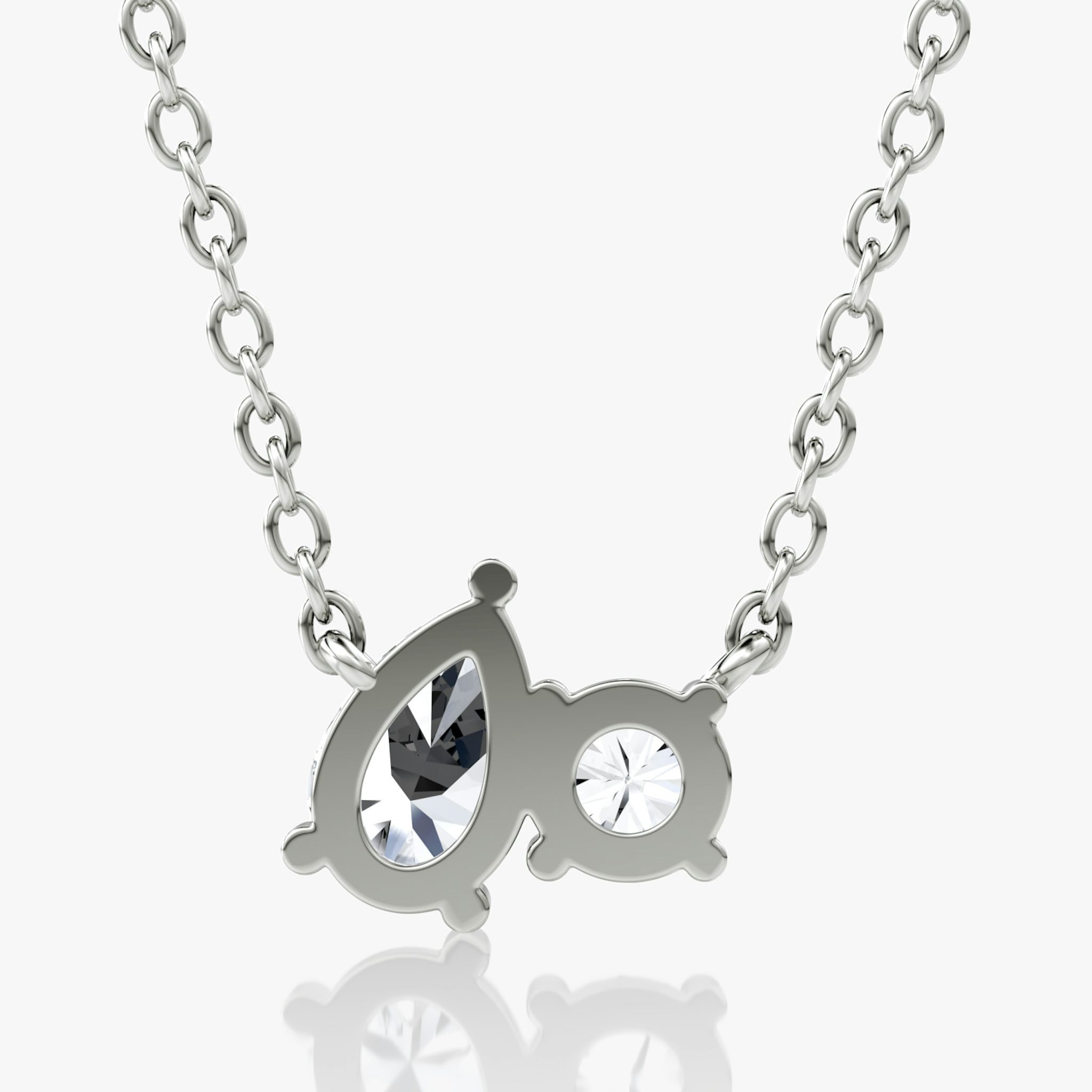Toi et Moi Necklace | Round Brilliant and Pear | 14k | White Gold | chainLength: 16-18