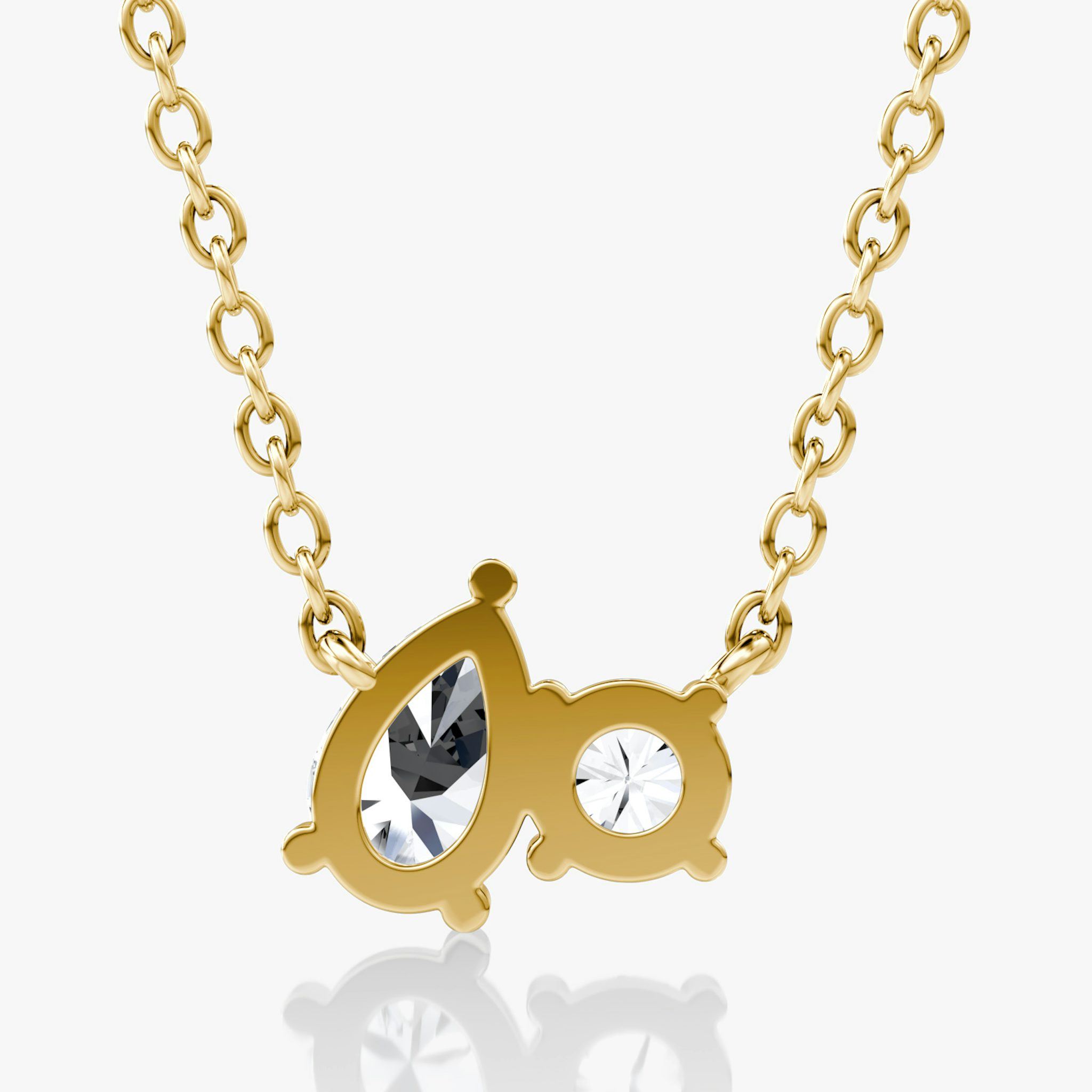 Toi et Moi Necklace | Round Brilliant and Pear | 14k | Yellow Gold | chainLength: 16-18