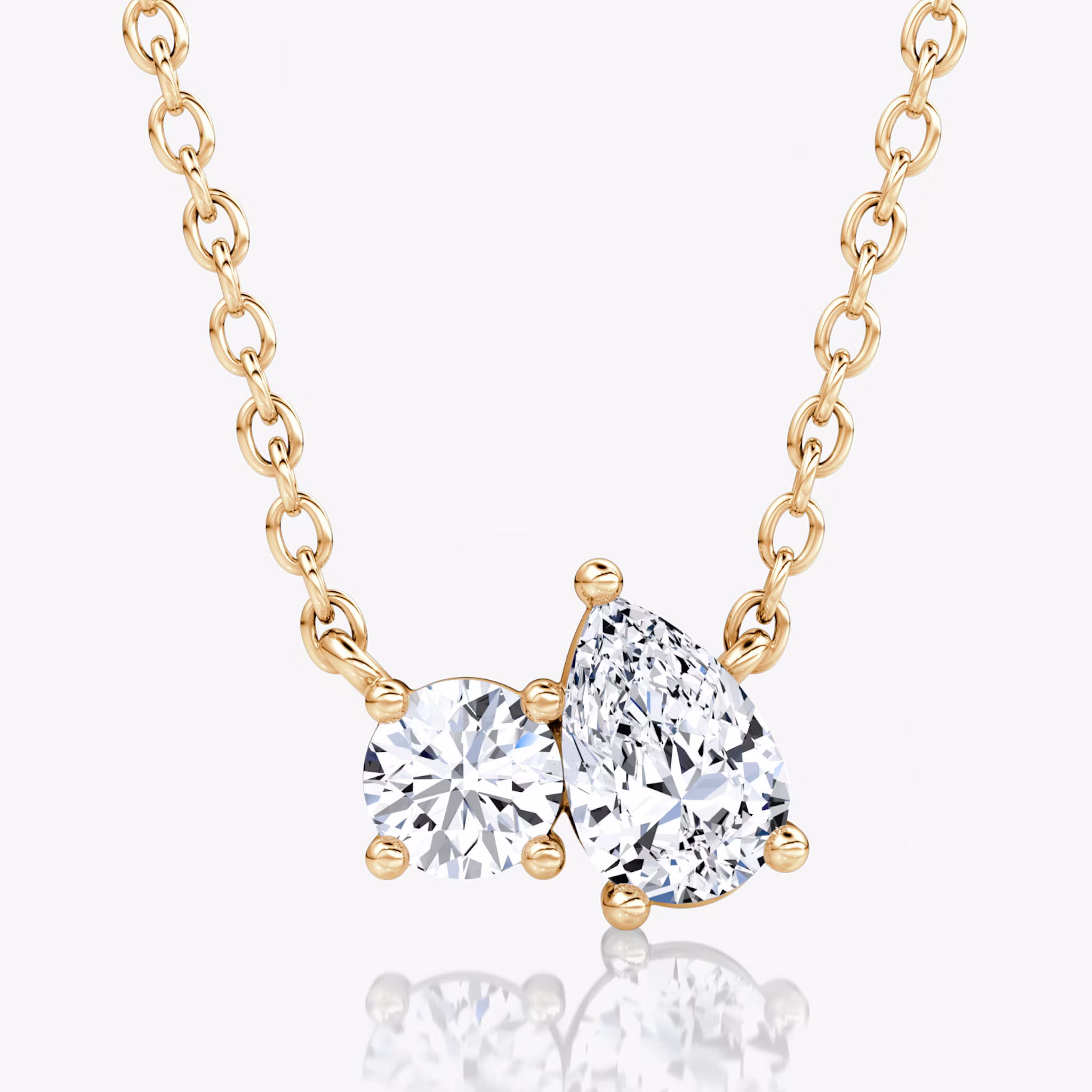 Toi et Moi Necklace Round Brilliant and Pear | Rose Gold