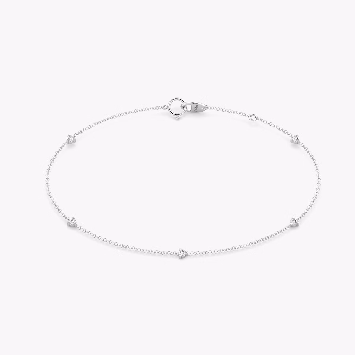 Tiny Station Bracelet | Round Brilliant | 14k | White Gold | chainLength: 7