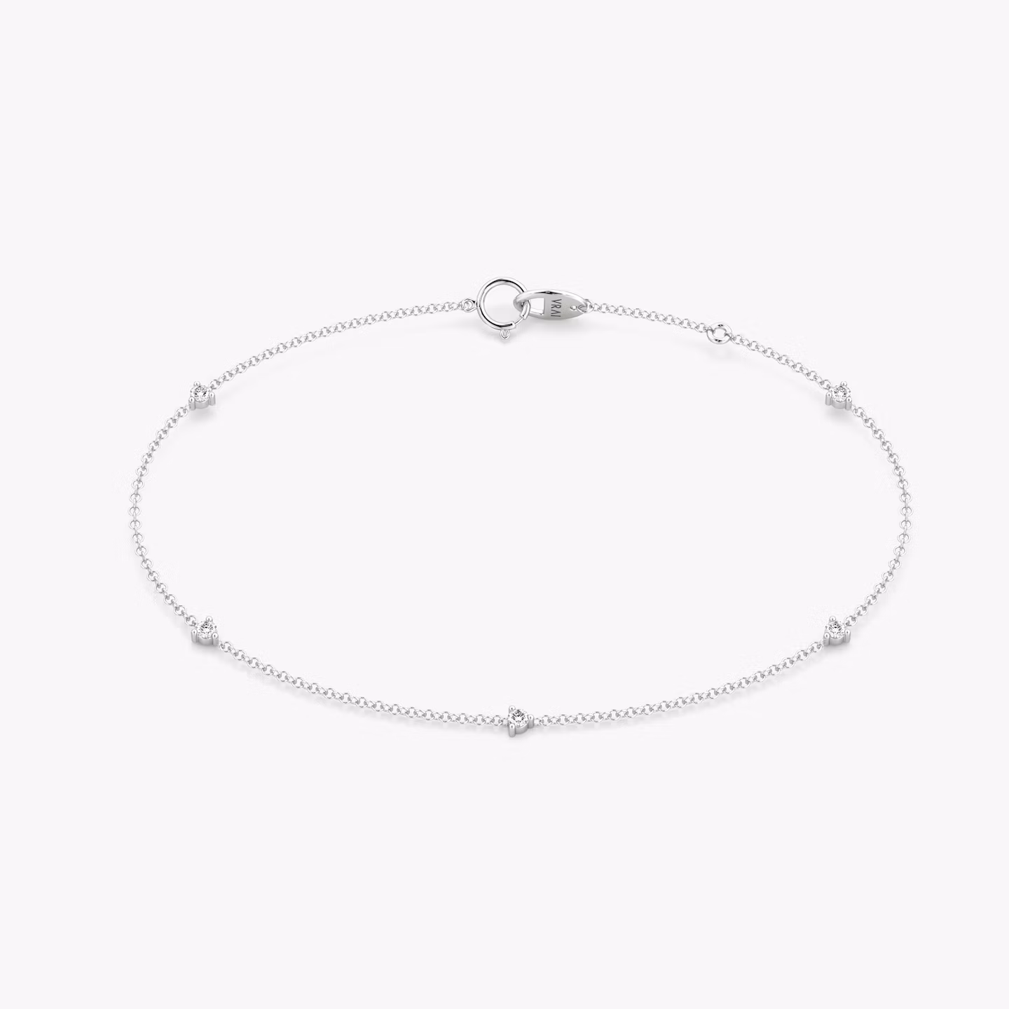 Tiny Station Bracelet Round Brilliant | White Gold