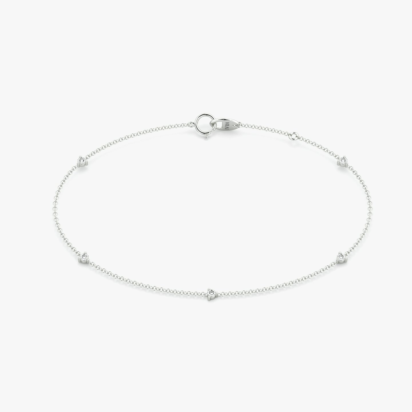 Tiny Station Bracelet | Round Brilliant | 14k | White Gold | chainLength: 7