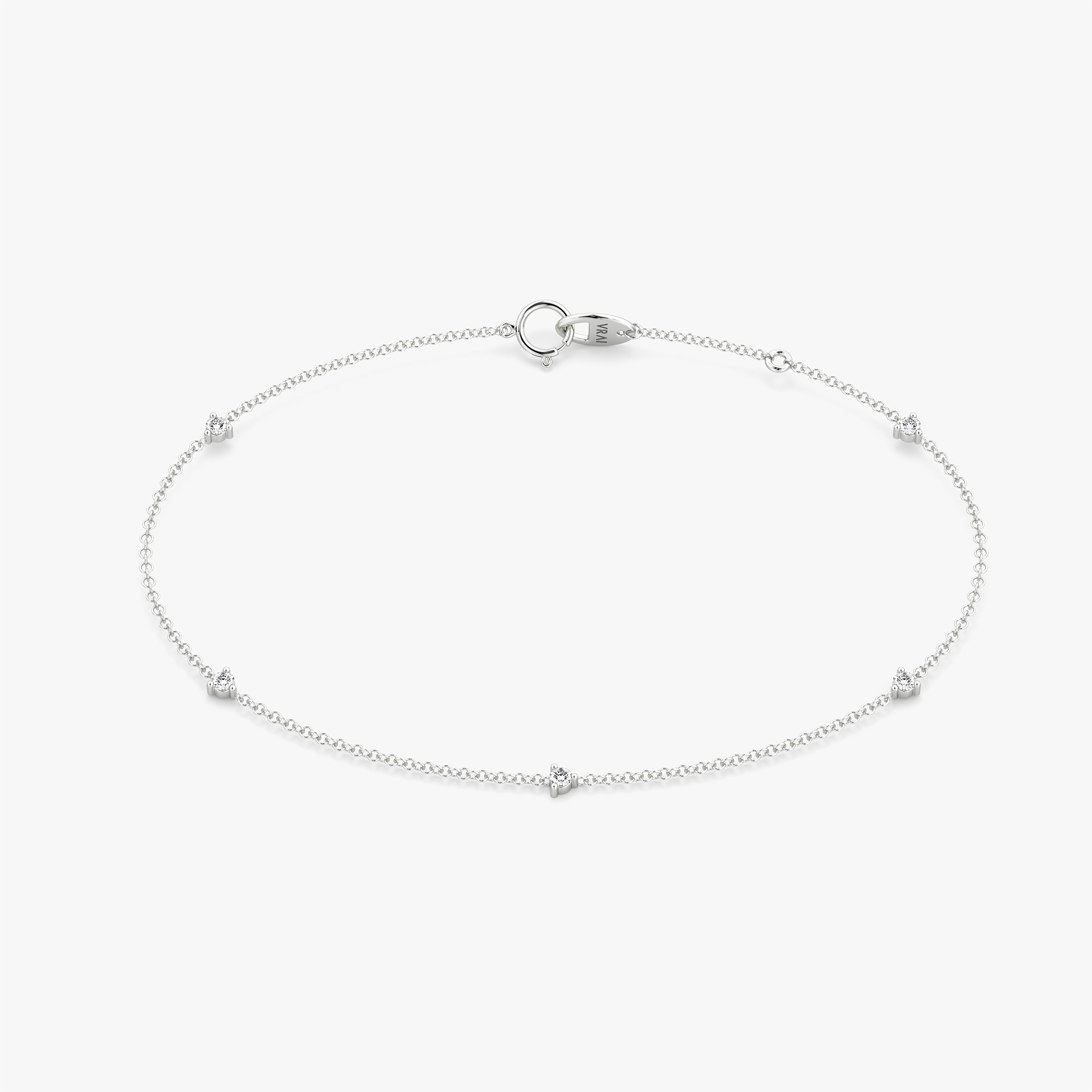 Tiny Station Bracelet in White Gold | Round Brilliant Cut VRAI Created Diamonds