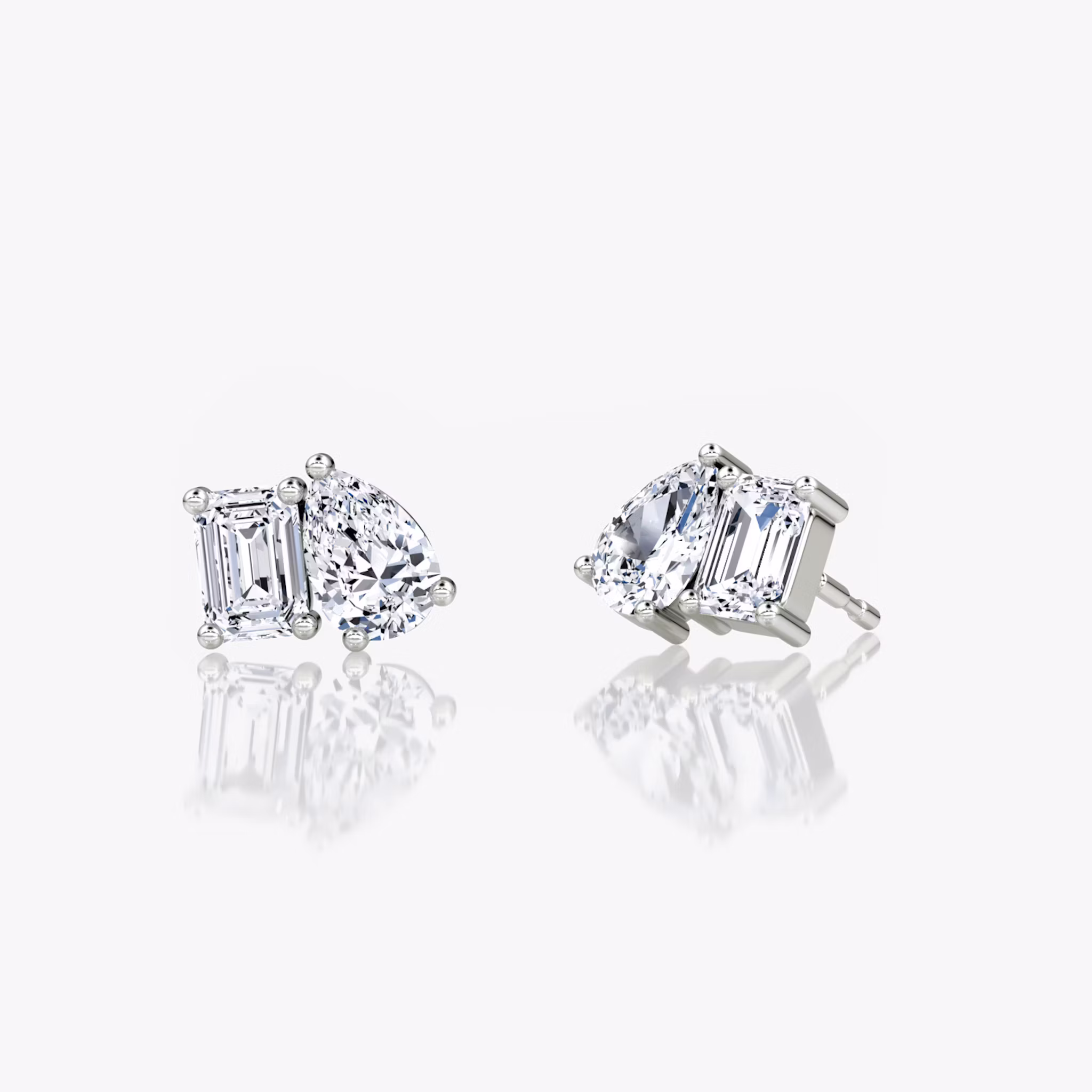 Toi et Moi Echo Stud Emerald and Pear | Sterling Silver