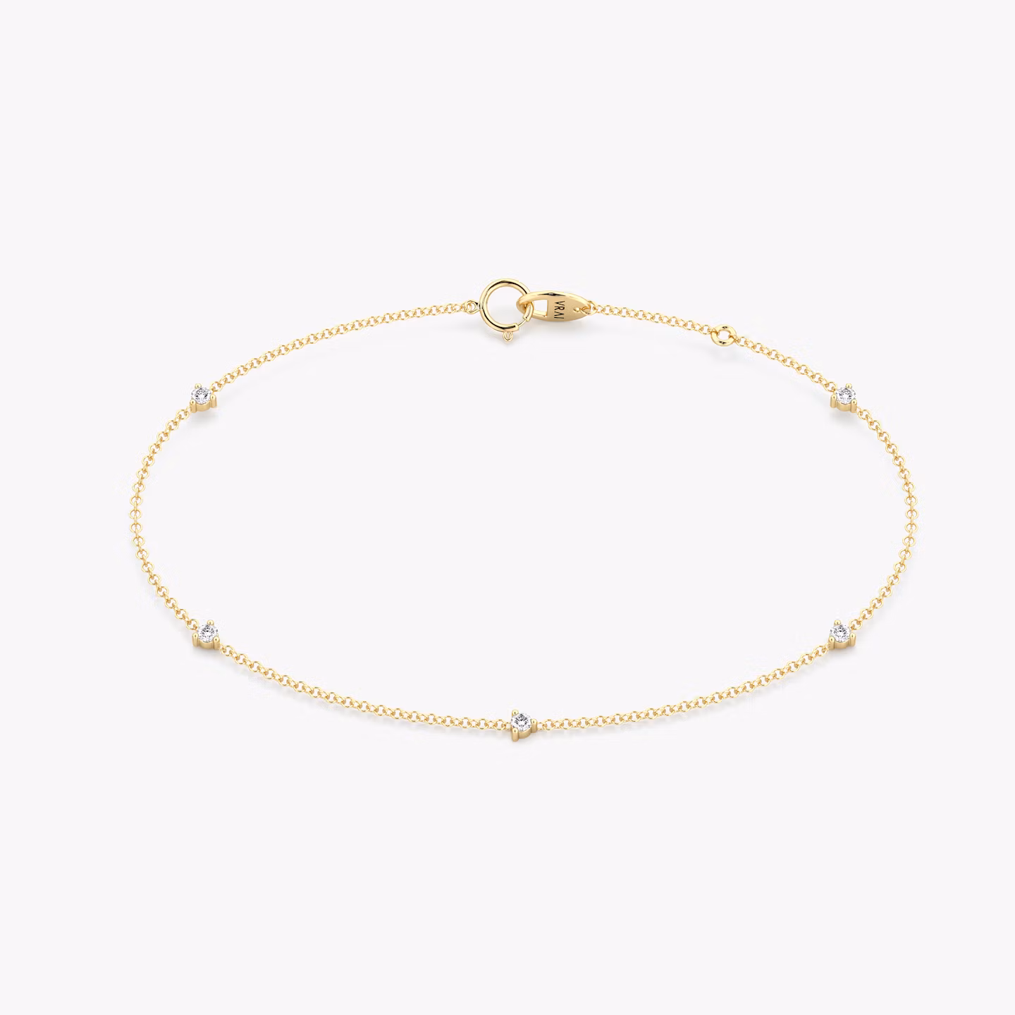 Tiny Station Bracelet Round Brilliant | Yellow Gold