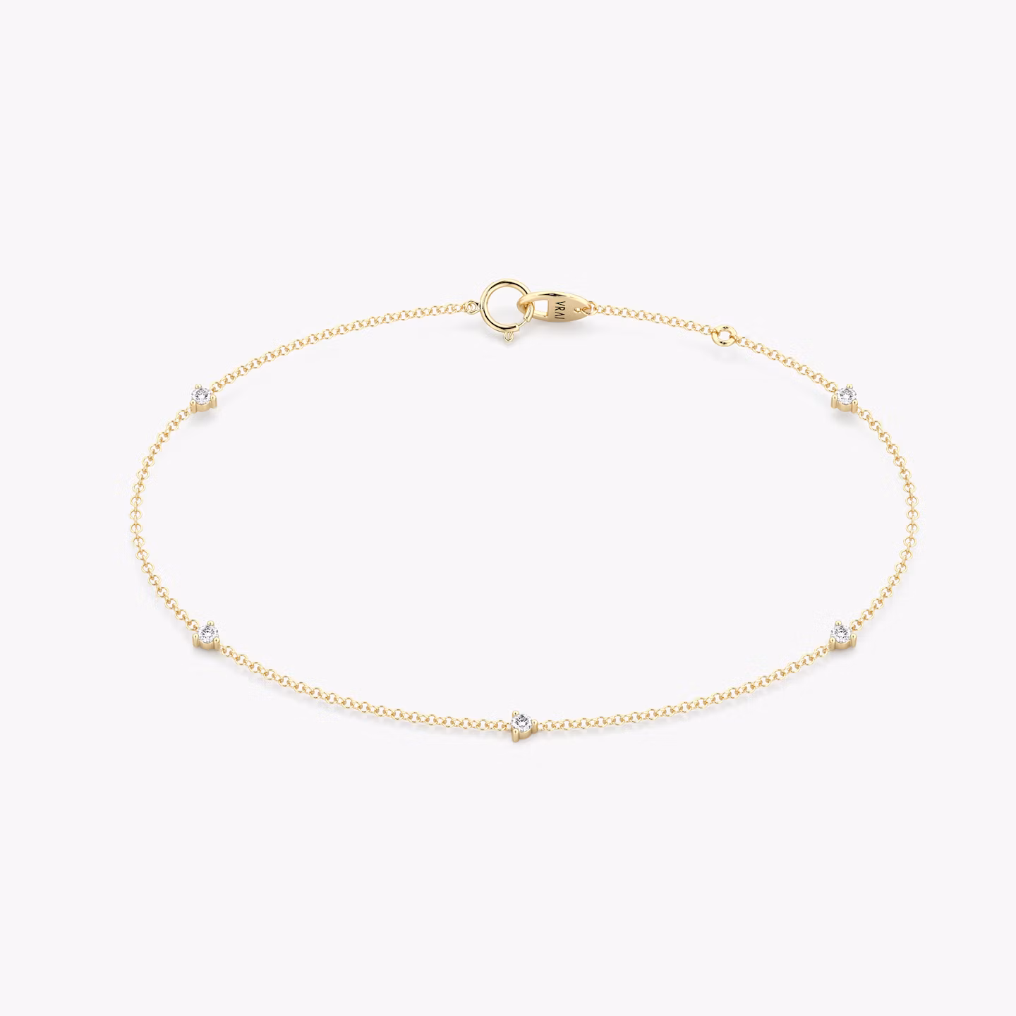 Tiny Station Bracelet | Round Brilliant | 14k | Yellow Gold | chainLength: 7