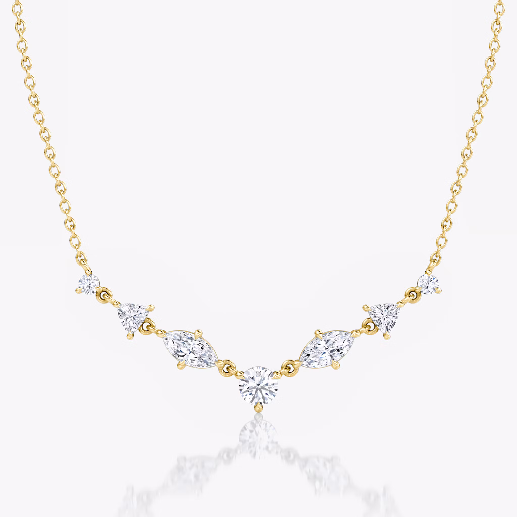 Mixed Shape Linked Tennis Halskette Trillant | Yellow Gold
