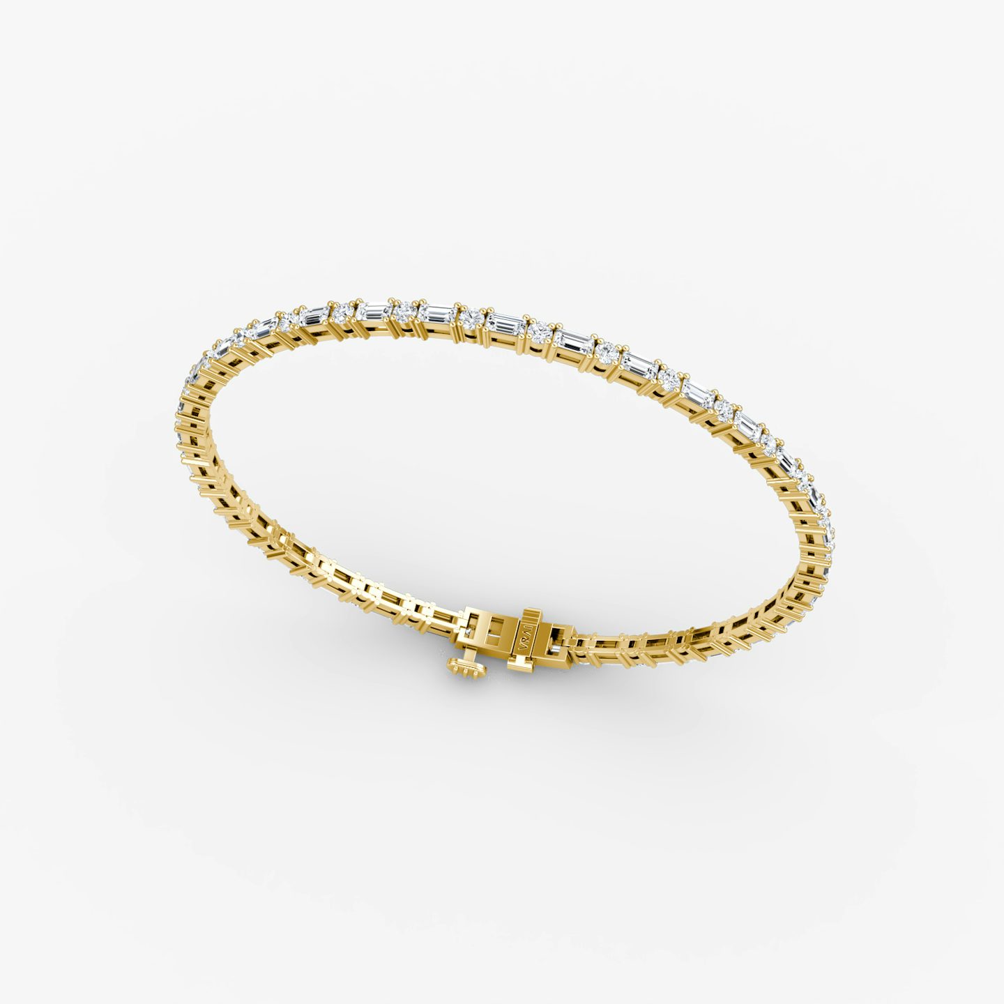 Mixed Shape Tennis Bracelet | Round Brilliant and Baguette | 14k | Yellow Gold | diamondSize: petite | chainLength: 7