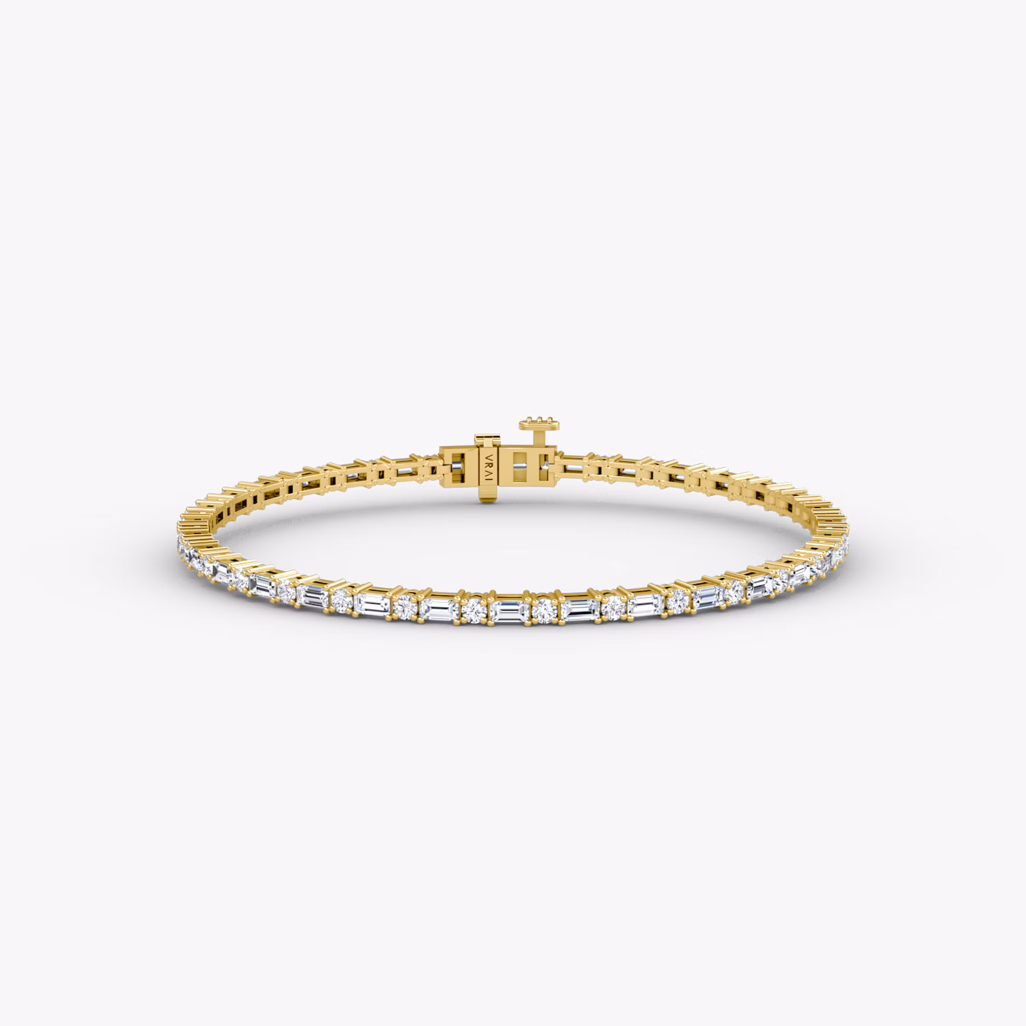 Mixed Shape Tennis Bracelet Round Brilliant and Baguette | Yellow Gold