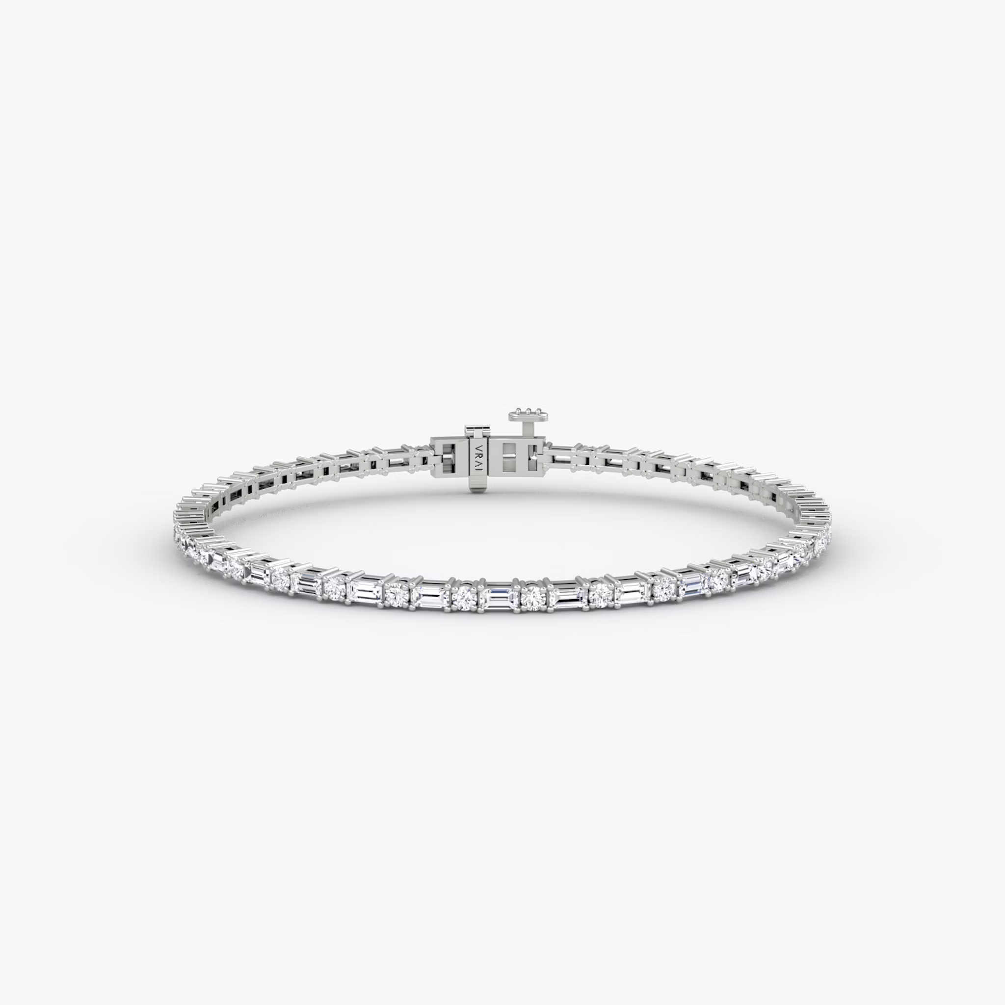 The Mixed Shape Tennis Bracelet in white gold.