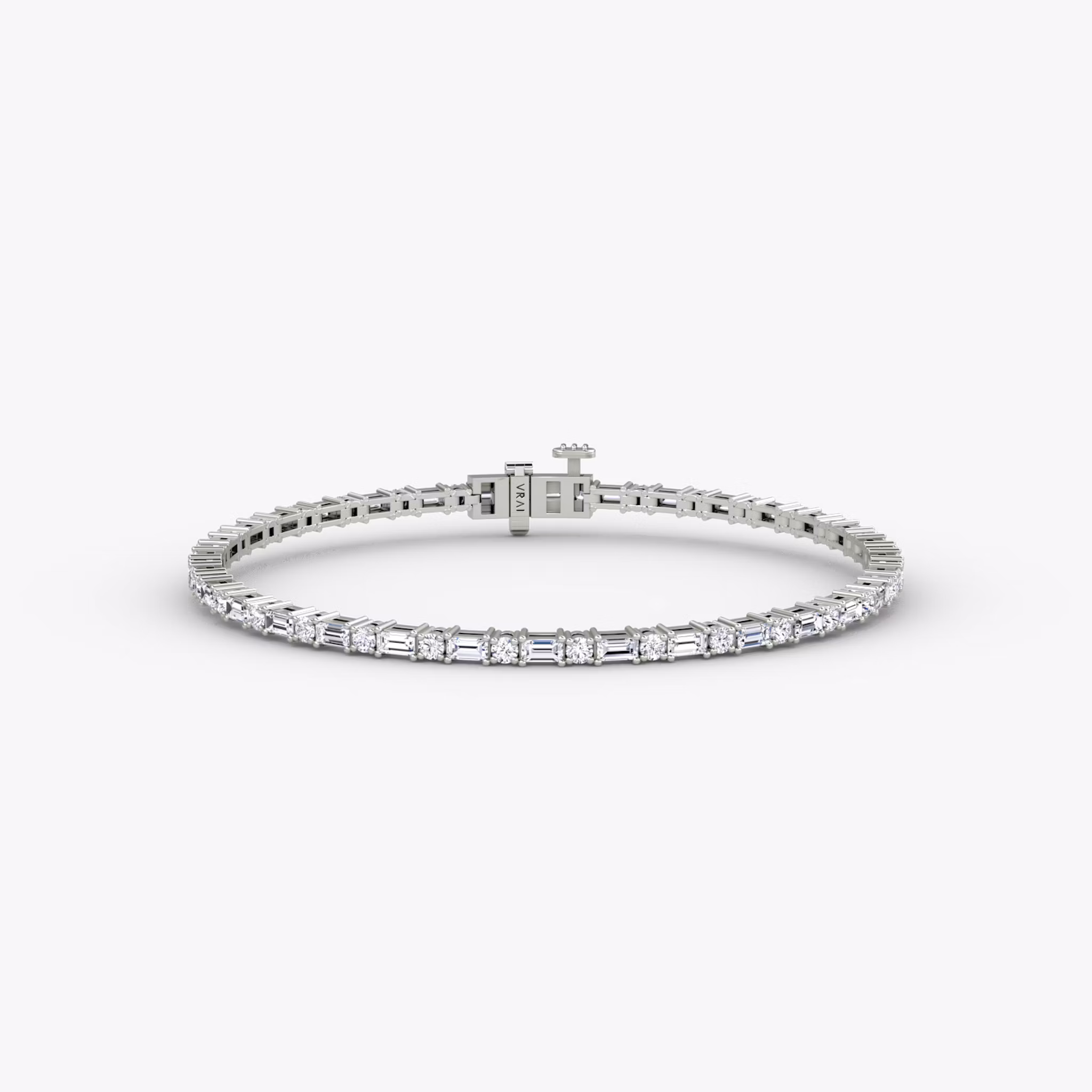 Mixed Shape Tennis Bracelet Round Brilliant and Baguette | White Gold