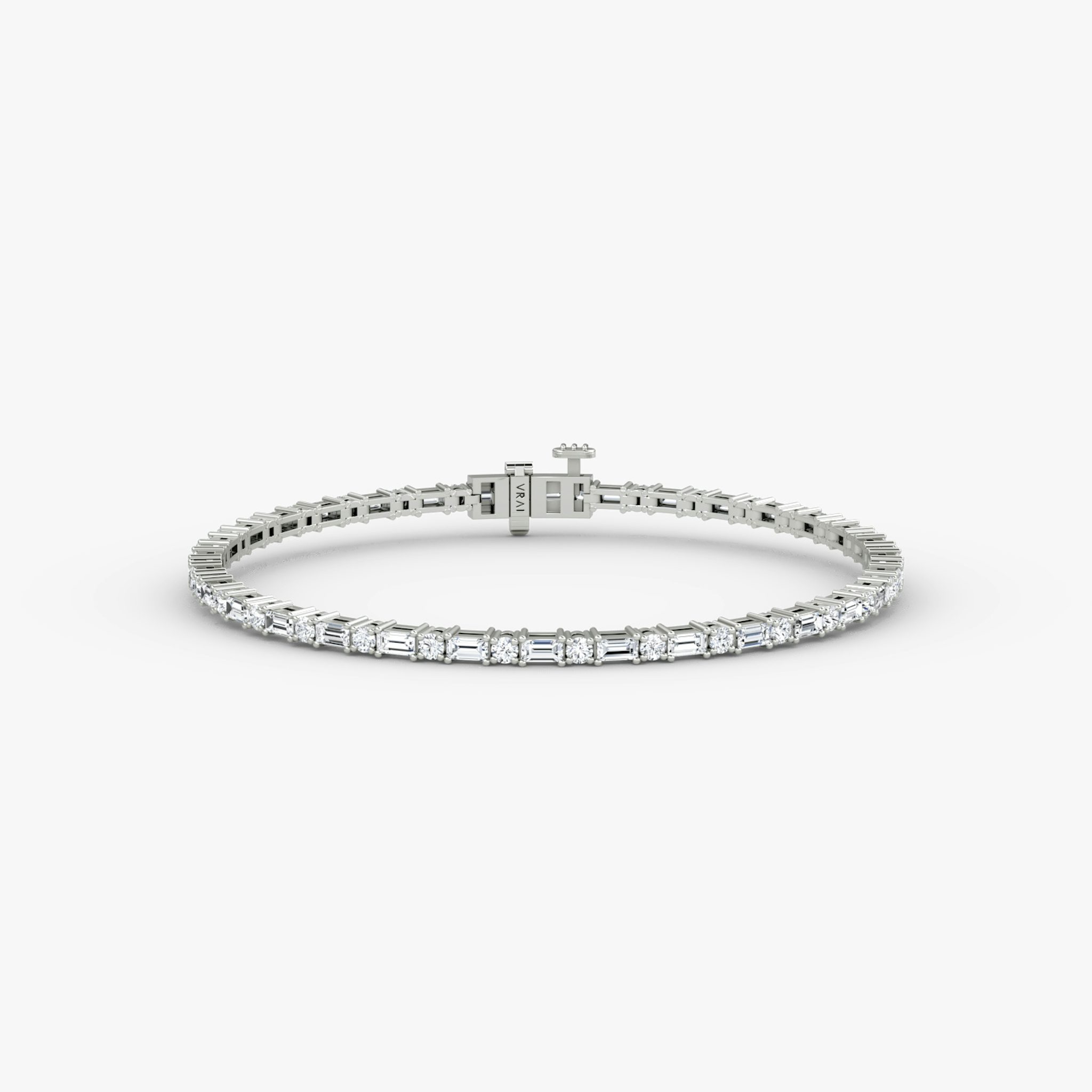 The Mixed Shape Tennis Bracelet in white gold.