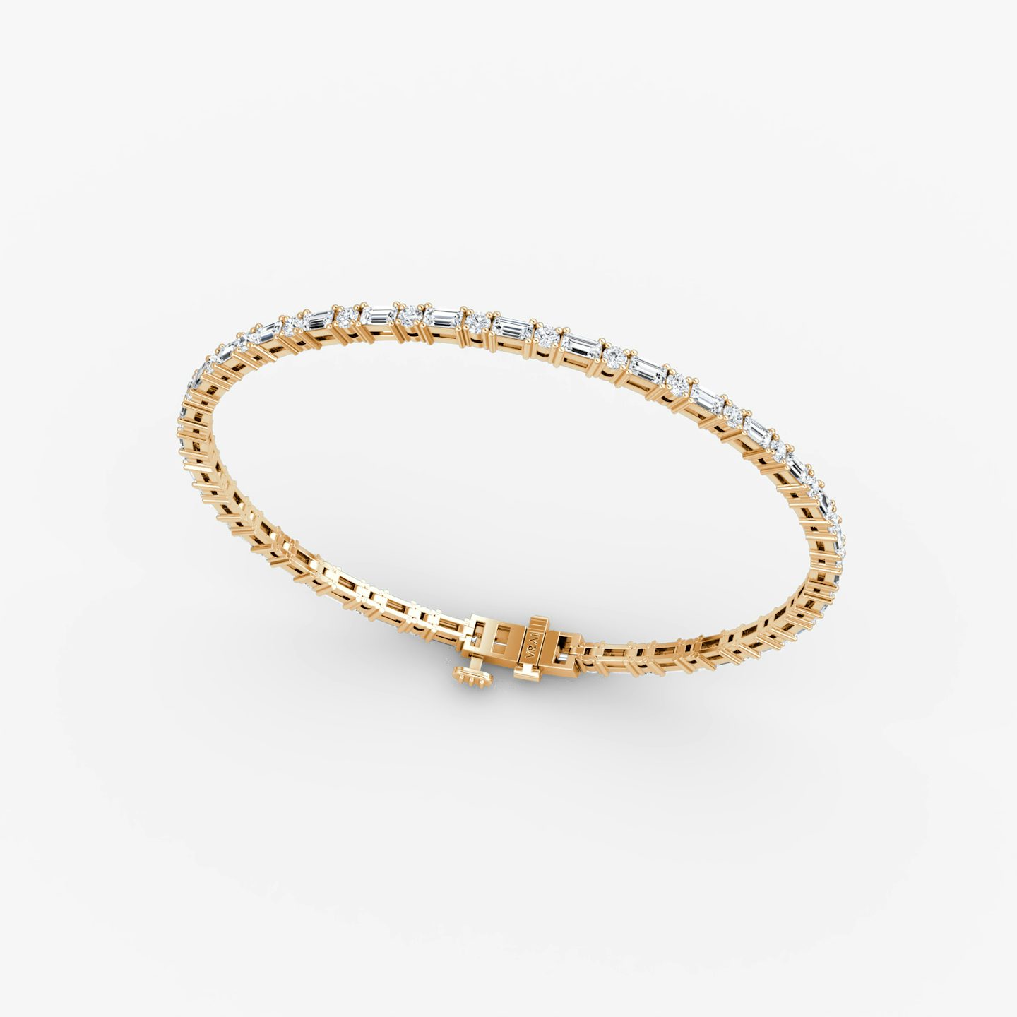 Bracelet Tennis Mixed Shape | Rond brillant et Baguette | 14k | Or rose | diamondSize: petite | chainLength: 6.5