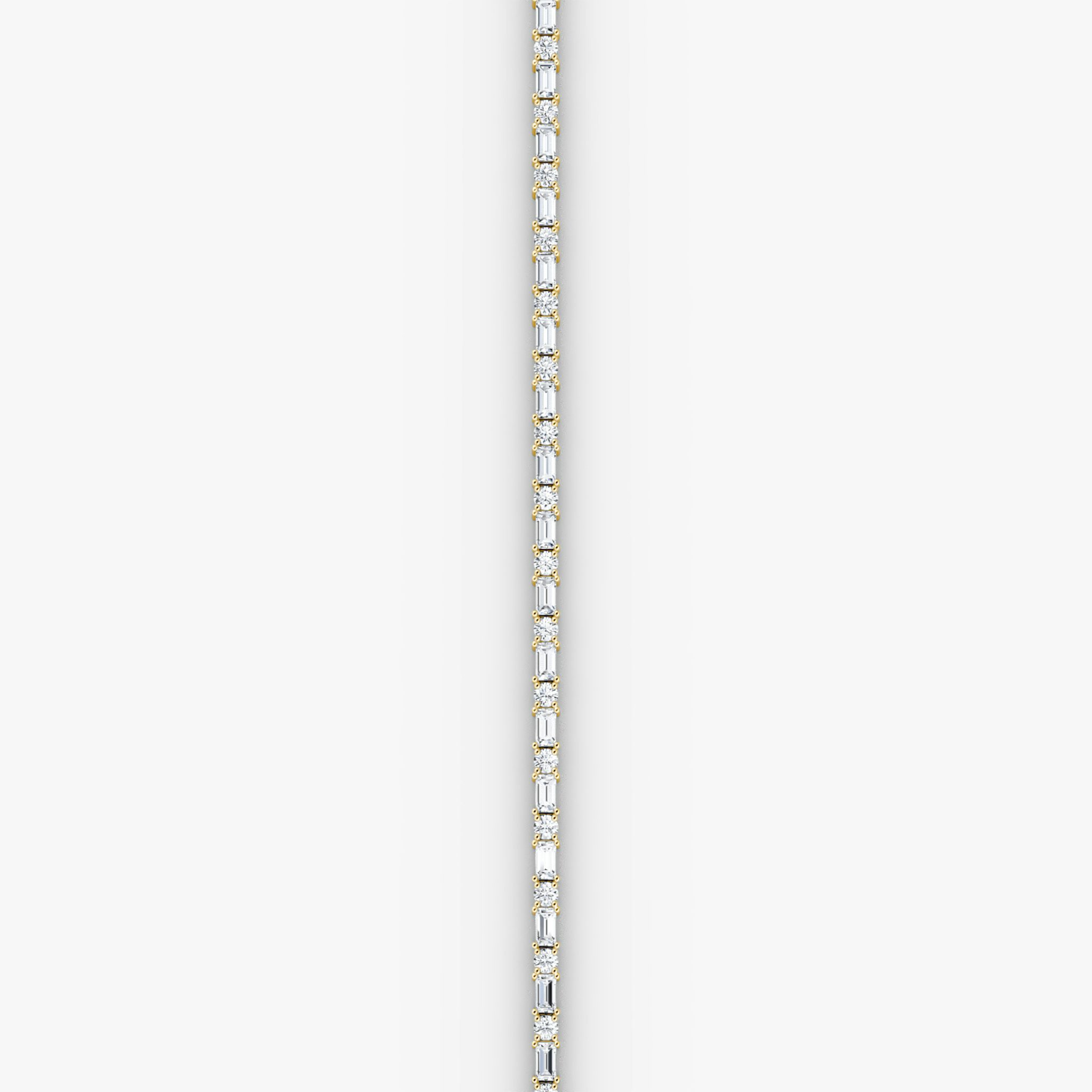 Mixed Shape Tennis Bracelet | Round Brilliant and Baguette | 14k | Yellow Gold | diamondSize: petite | chainLength: 7