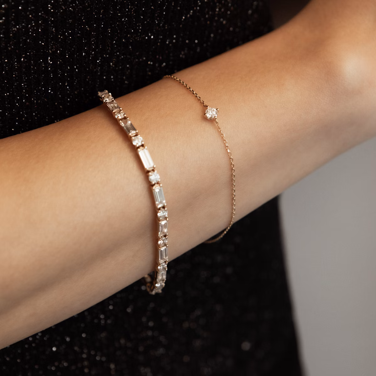 Petite Solitaire Bracelet | Round Brilliant | 14k | Yellow Gold | chainLength: 6.5-7