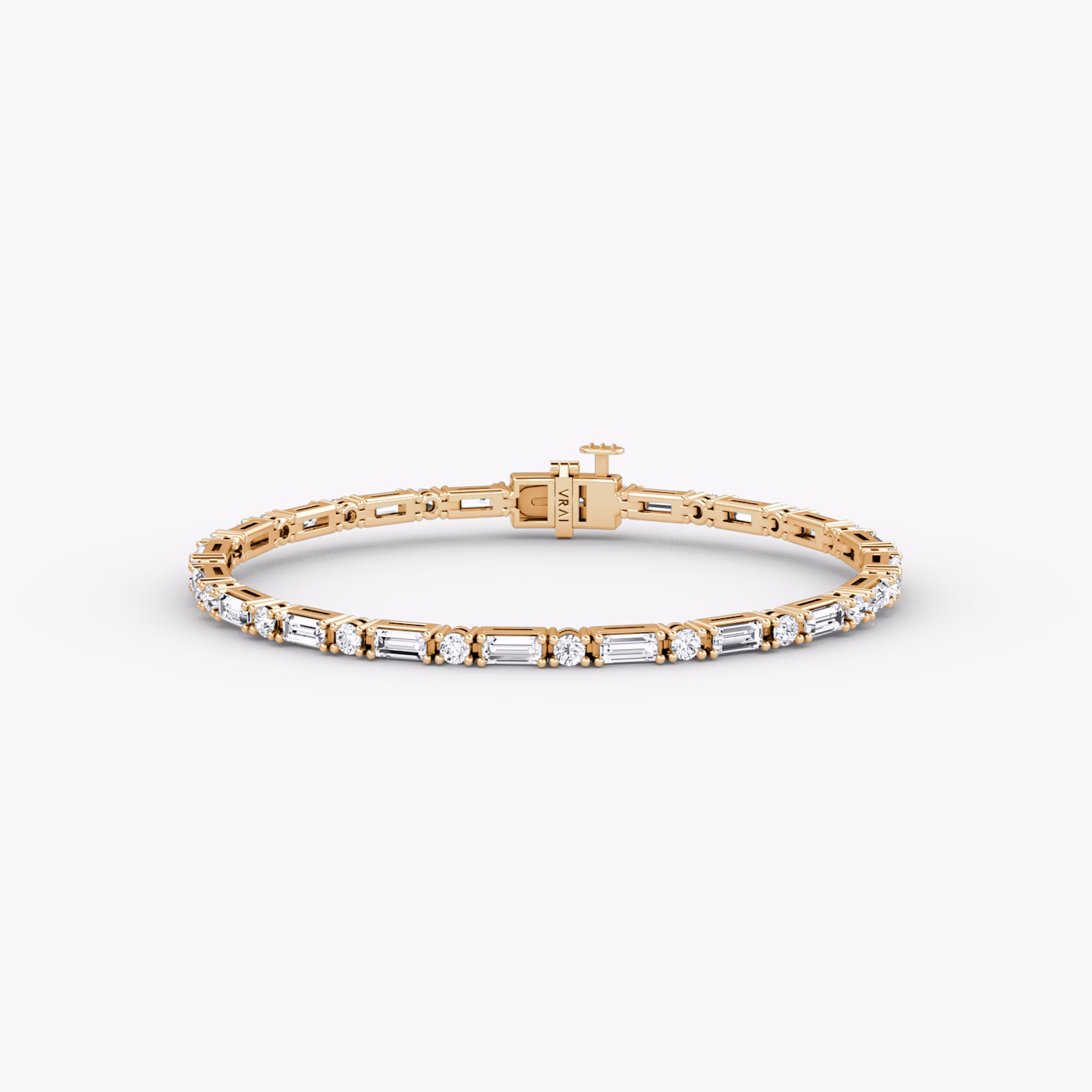 Mixed Shape Tennis Bracelet | Round Brilliant and Baguette | 14k | Rose Gold | diamondSize: original | chainLength: 6.5