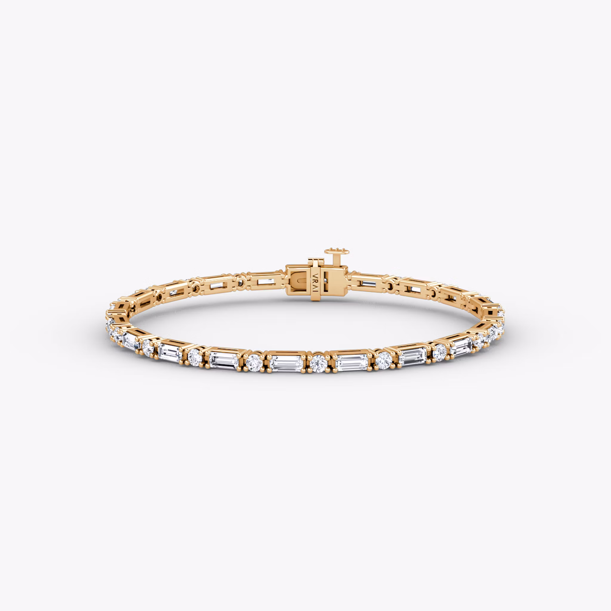 Mixed Shape Tennis Bracelet Round Brilliant and Baguette | Rose Gold