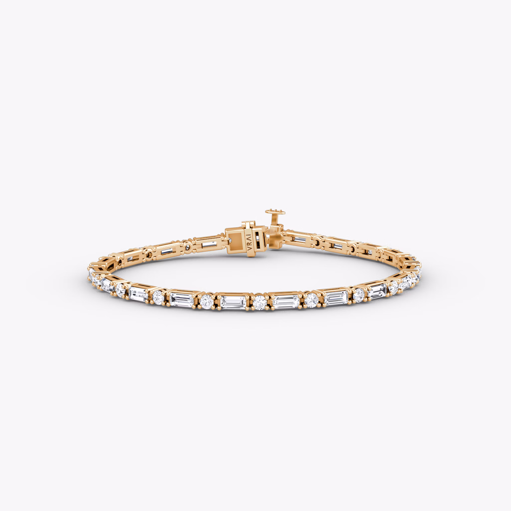 Mixed Shape Tennis Bracelet | Round Brilliant and Baguette | 14k | Rose Gold | diamondSize: original | chainLength: 6.5
