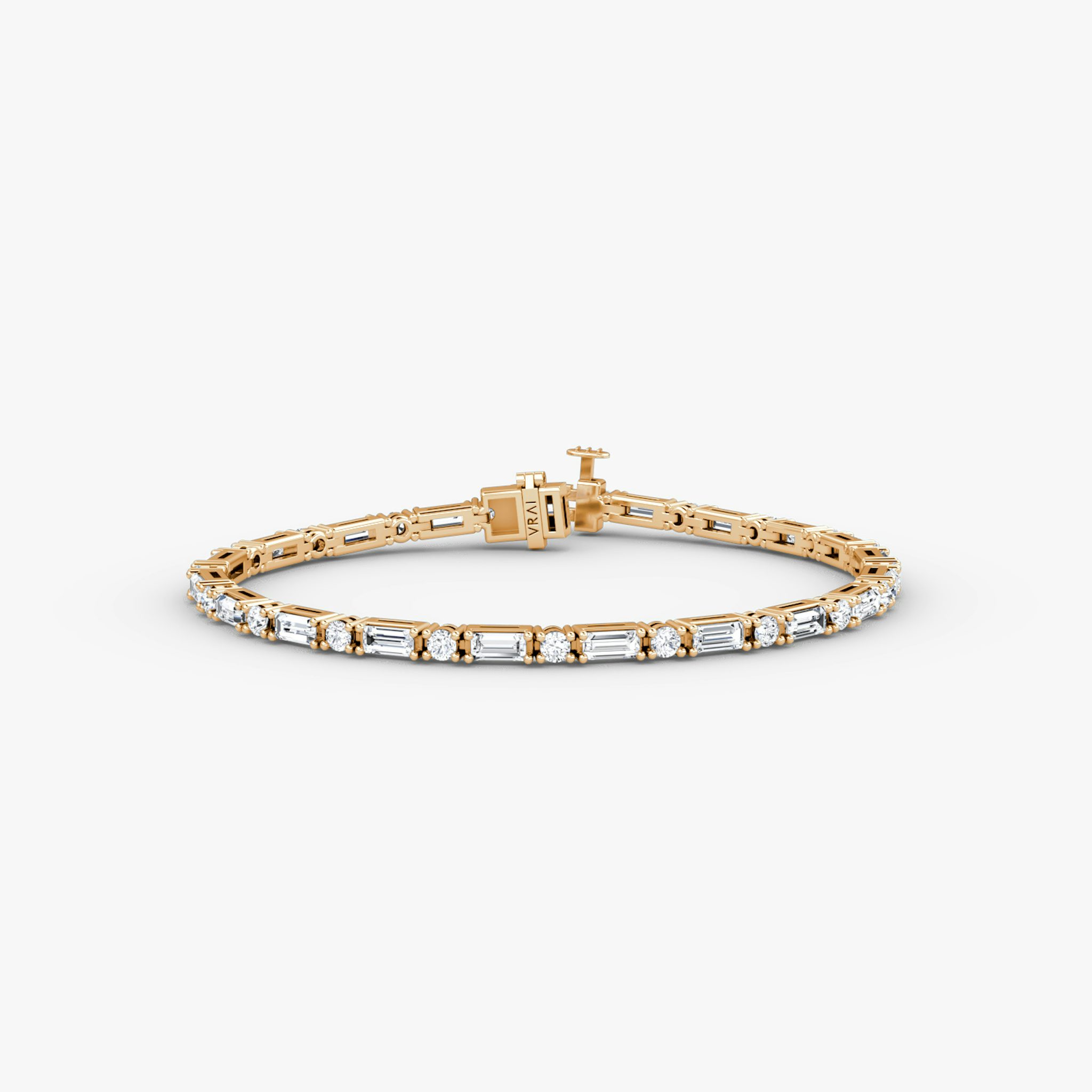 Mixed Shape Tennis Bracelet | Round Brilliant and Baguette | 14k | Rose Gold | diamondSize: original | chainLength: 6.5