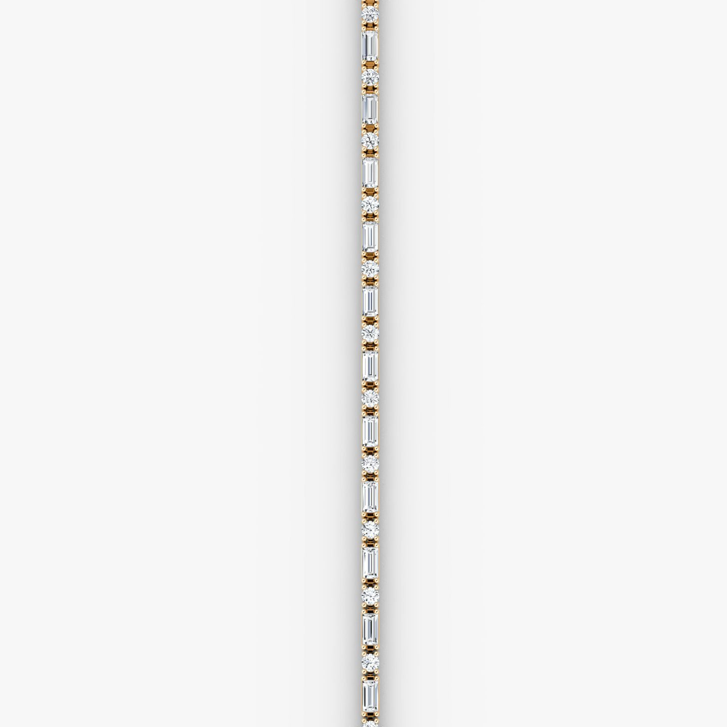 Mixed Shape Tennis Armband | Rund und Baguette | 14k | Roségold | diamondSize: original | chainLength: 6.5