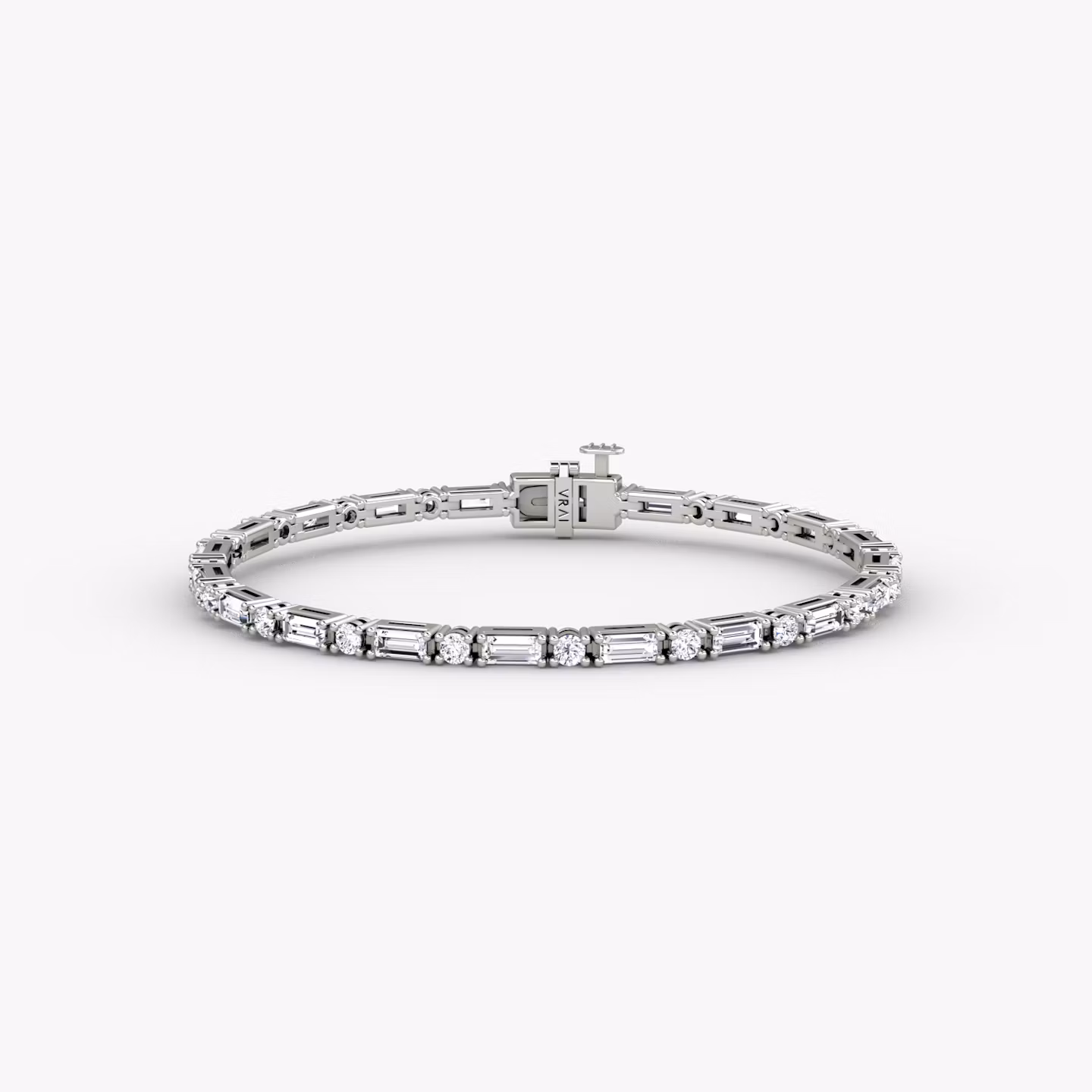 Mixed Shape Tennis Bracelet Round Brilliant and Baguette | White Gold