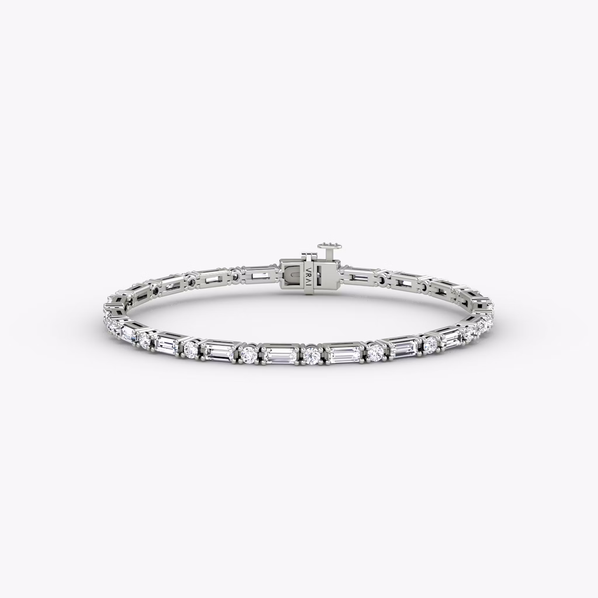Mixed Shape Tennis Bracelet Round Brilliant and Baguette | White Gold