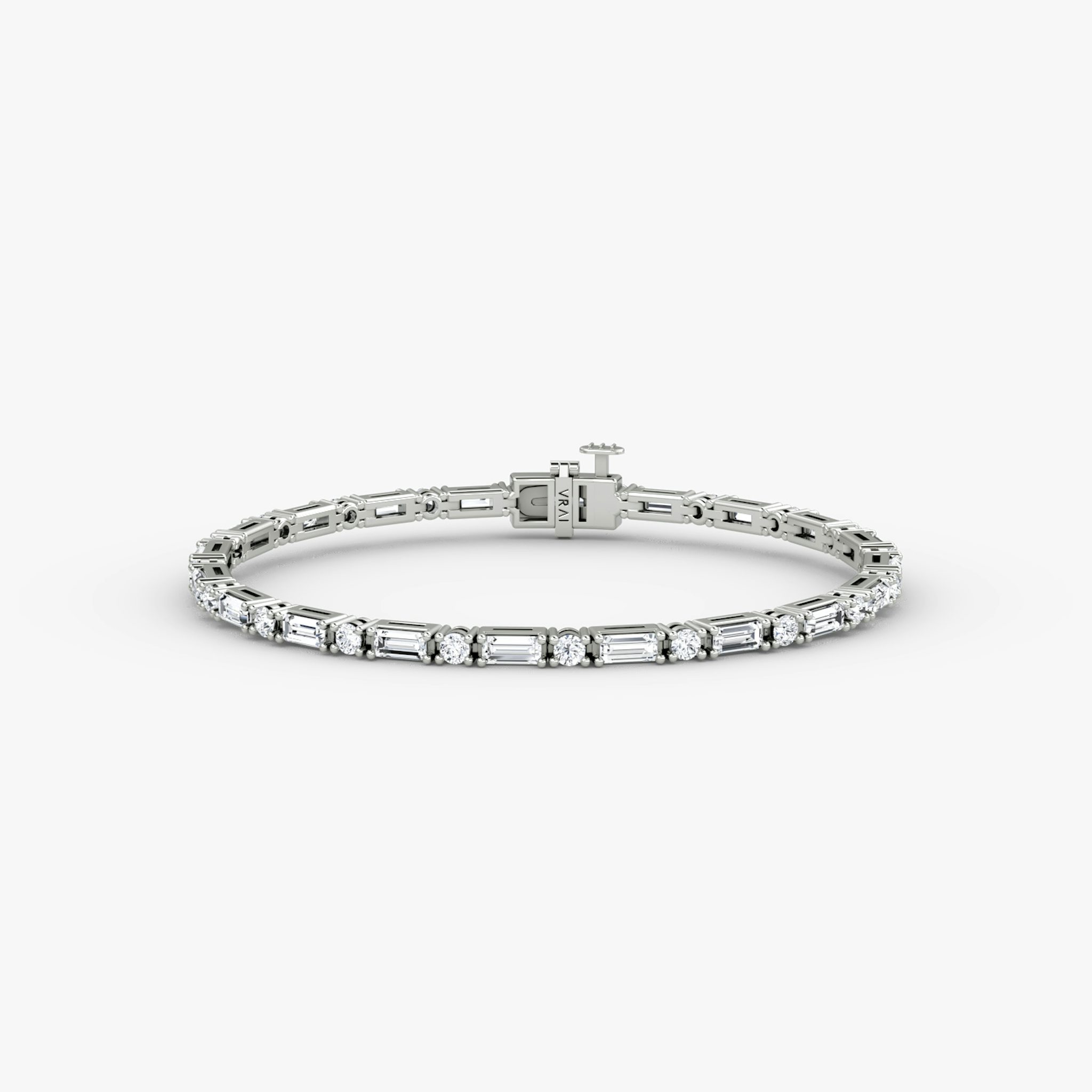 Mixed Shape Tennis Bracelet | Round Brilliant and Baguette | 14k | White Gold | diamondSize: original | chainLength: 6.5