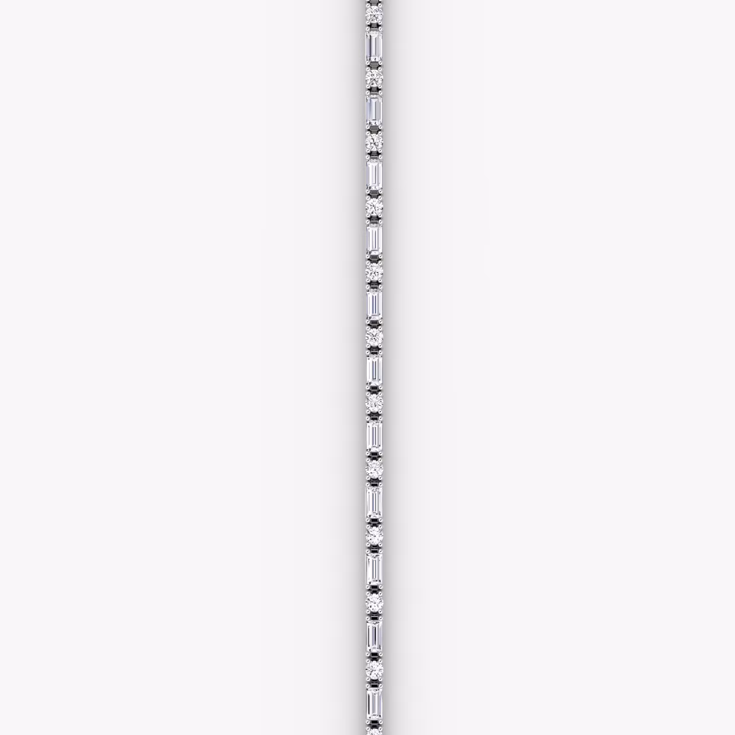 Mixed Shape Tennis Armband | Rund und Baguette | 14k | Weißgold | diamondSize: original | chainLength: 6.5