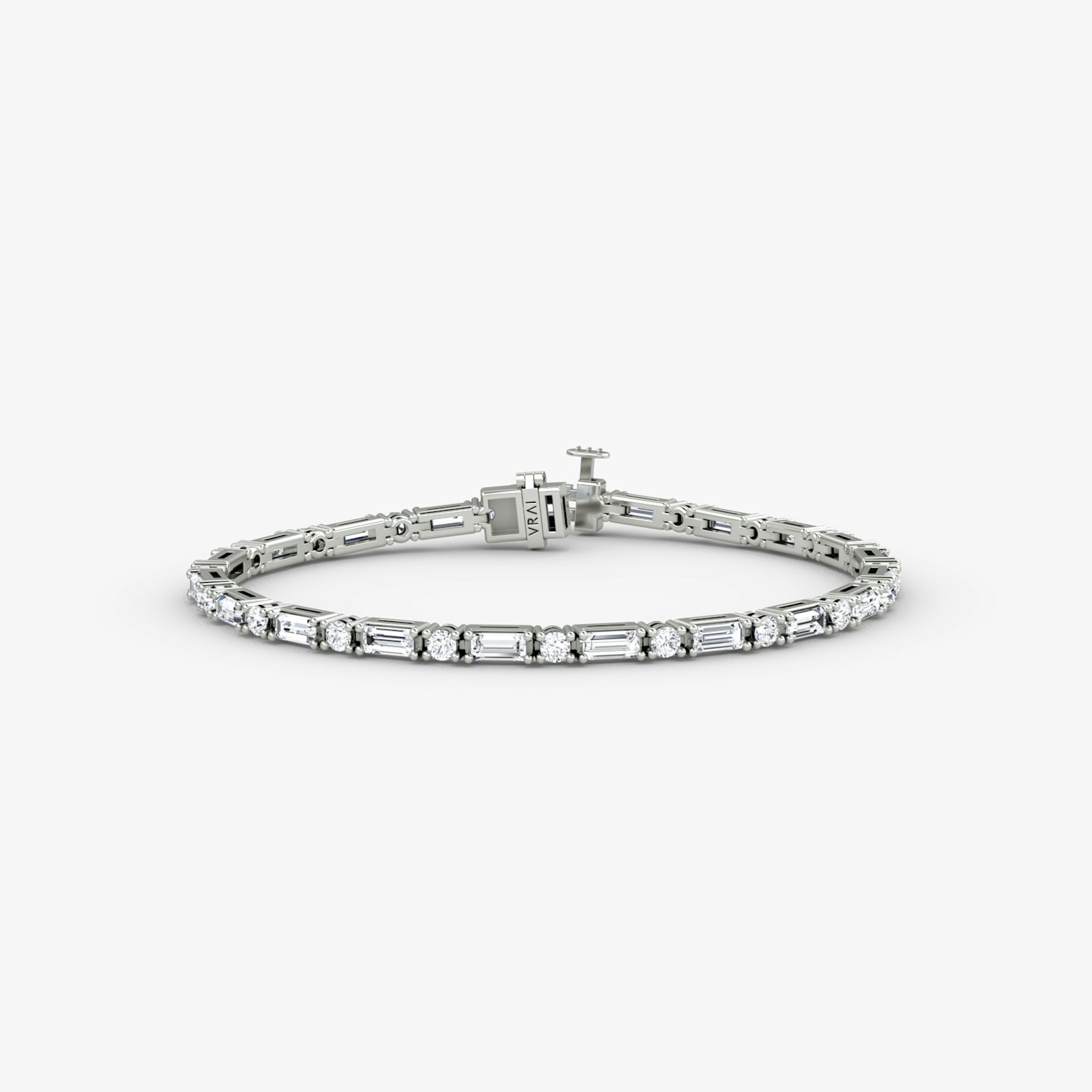 Mixed Shape Tennis Bracelet | Round Brilliant and Baguette | 14k | White Gold | diamondSize: original | chainLength: 6.5