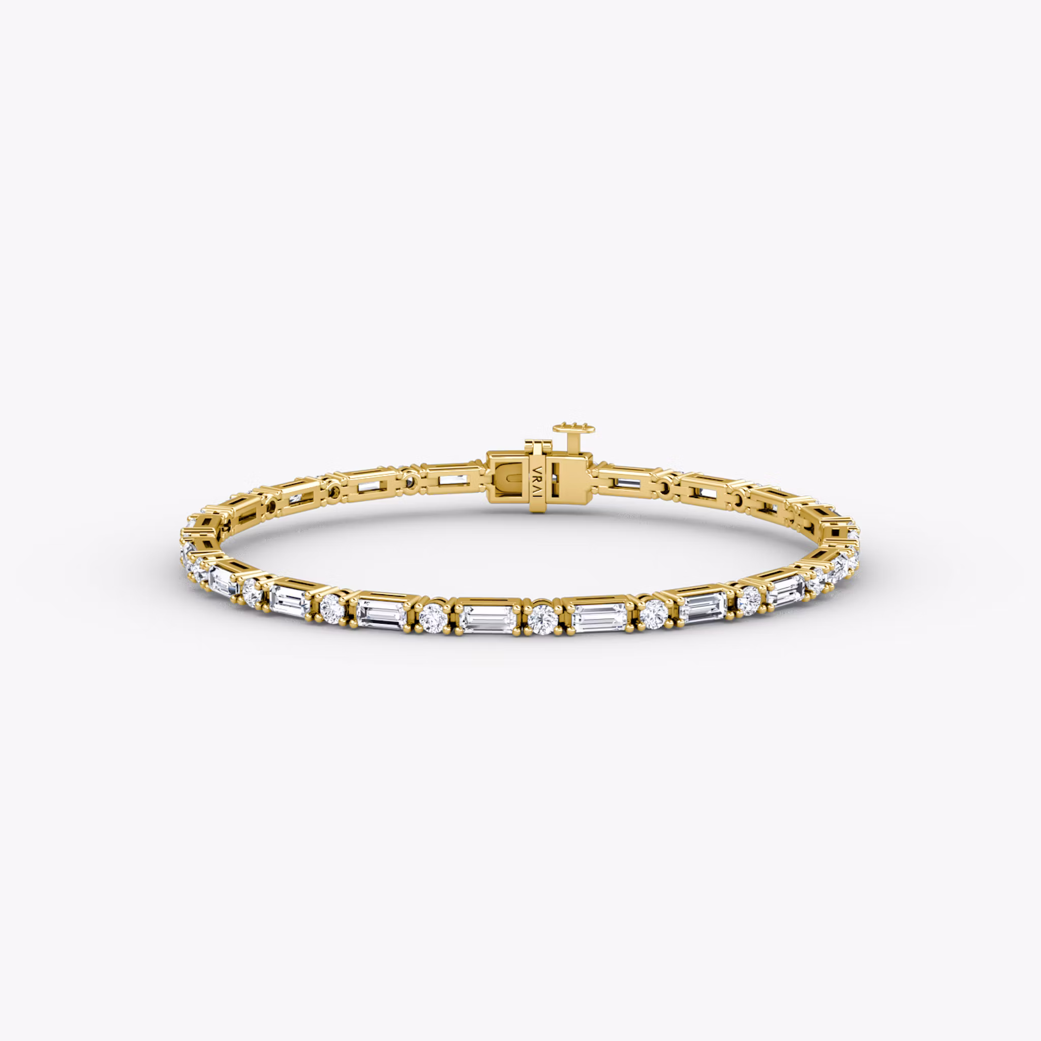 Mixed Shape Tennis Bracelet Round Brilliant and Baguette | Yellow Gold