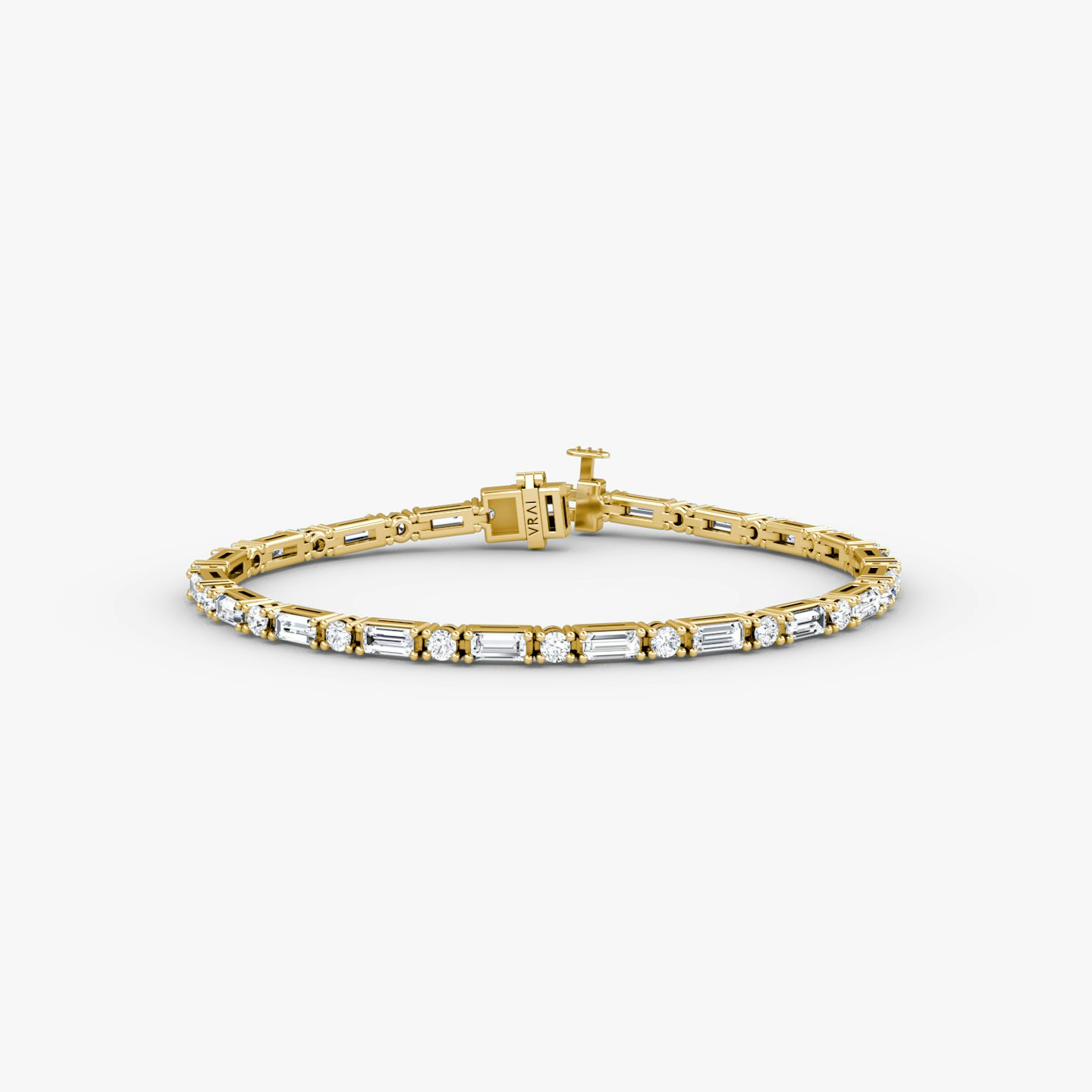 Mixed Shape Tennis Bracelet | Round Brilliant and Baguette | 14k | Yellow Gold | diamondSize: original | chainLength: 6.5