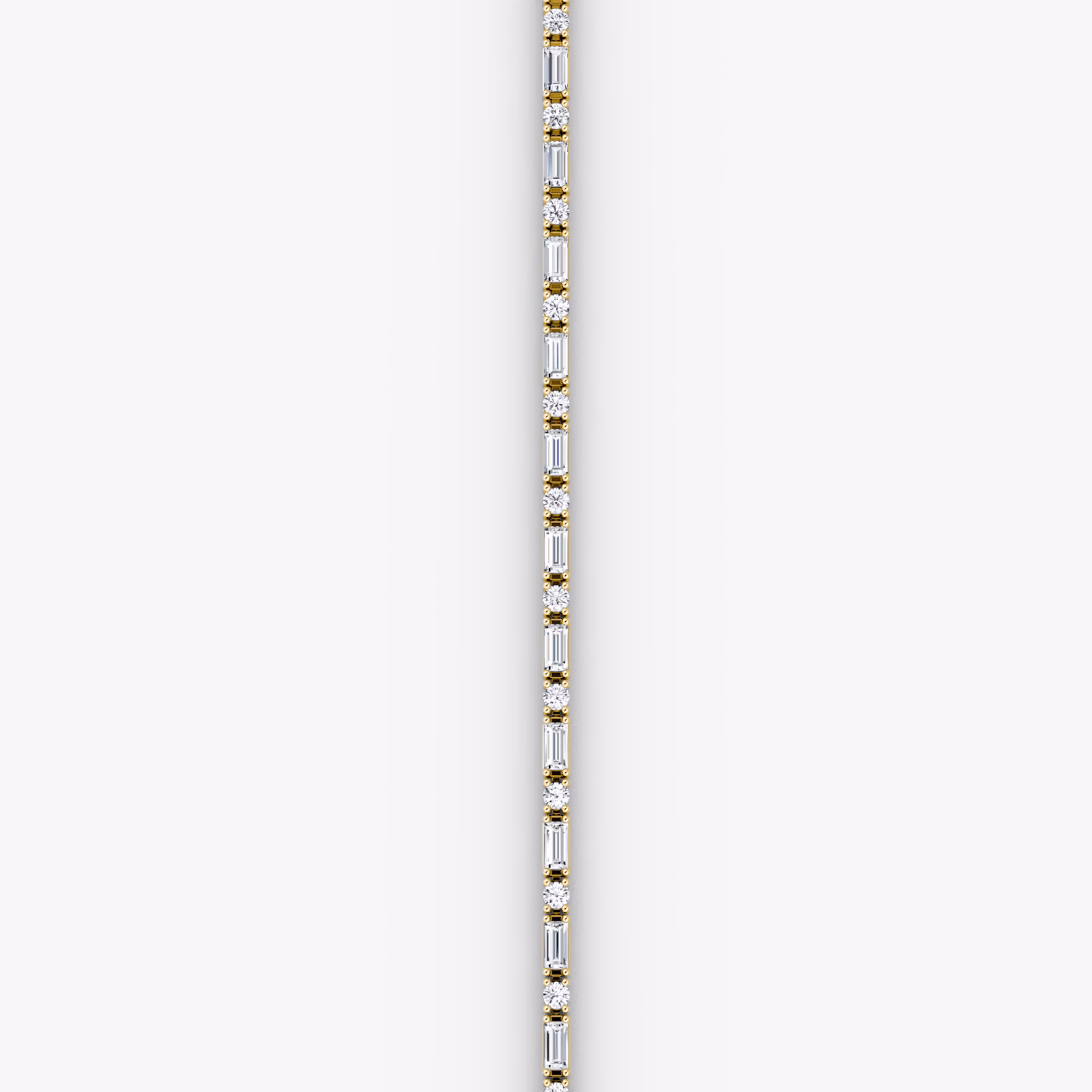 Mixed Shape Tennis Bracelet | Round Brilliant and Baguette | 14k | Yellow Gold | diamondSize: original | chainLength: 7